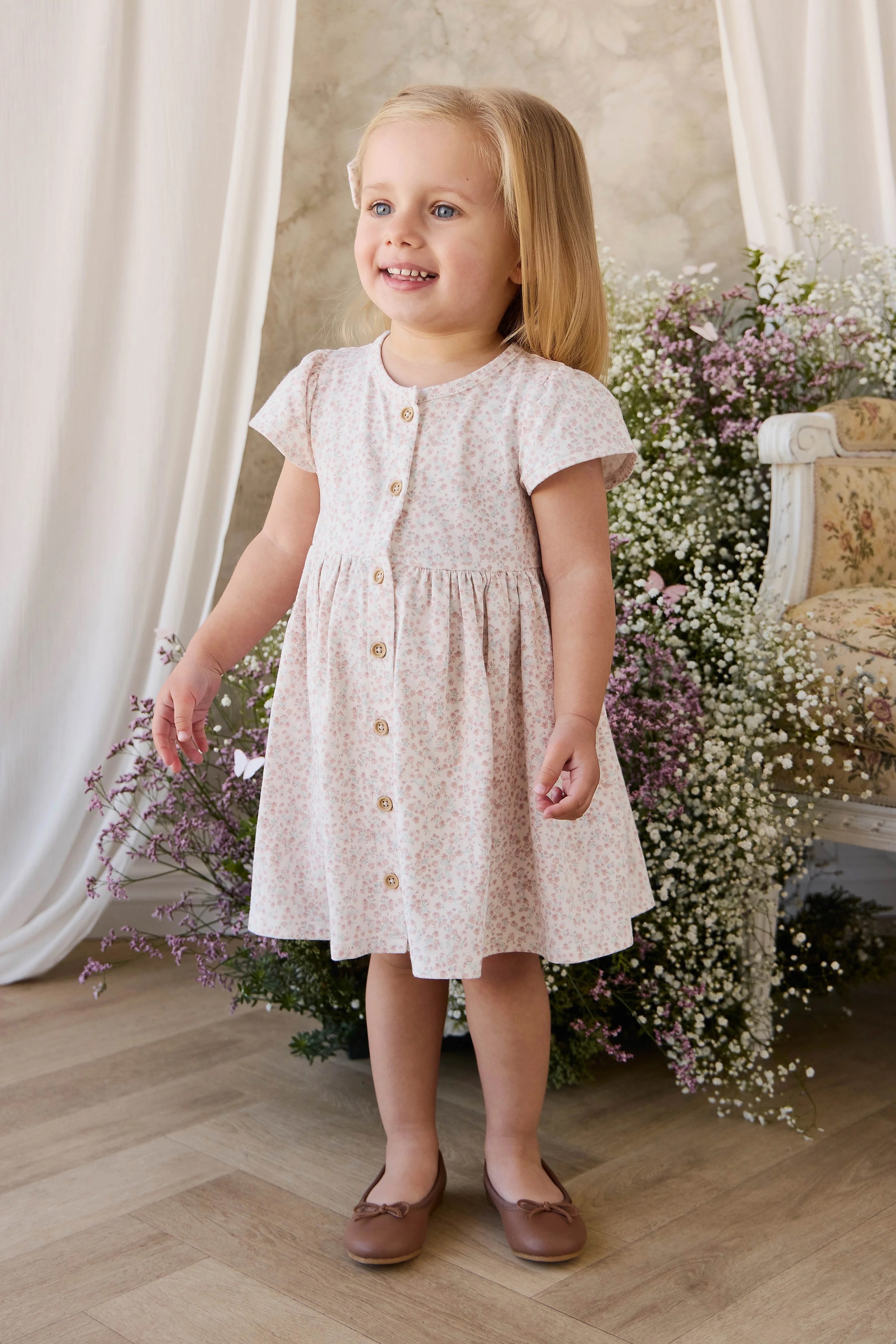 【預購】JAMIE KAY -Organic Cotton Dahlia Dress（Posy Milk）