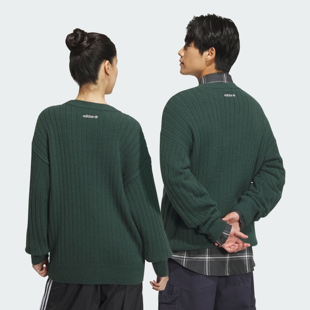 ADIDAS 長袖 SPO 綠色 學院風 針織衫 上衣 中性 JC6849