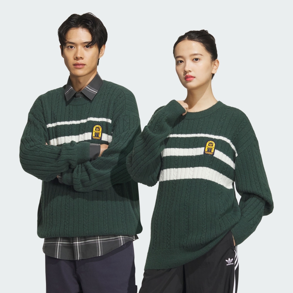 ADIDAS 長袖 SPO 綠色 學院風 針織衫 上衣 中性 JC6849