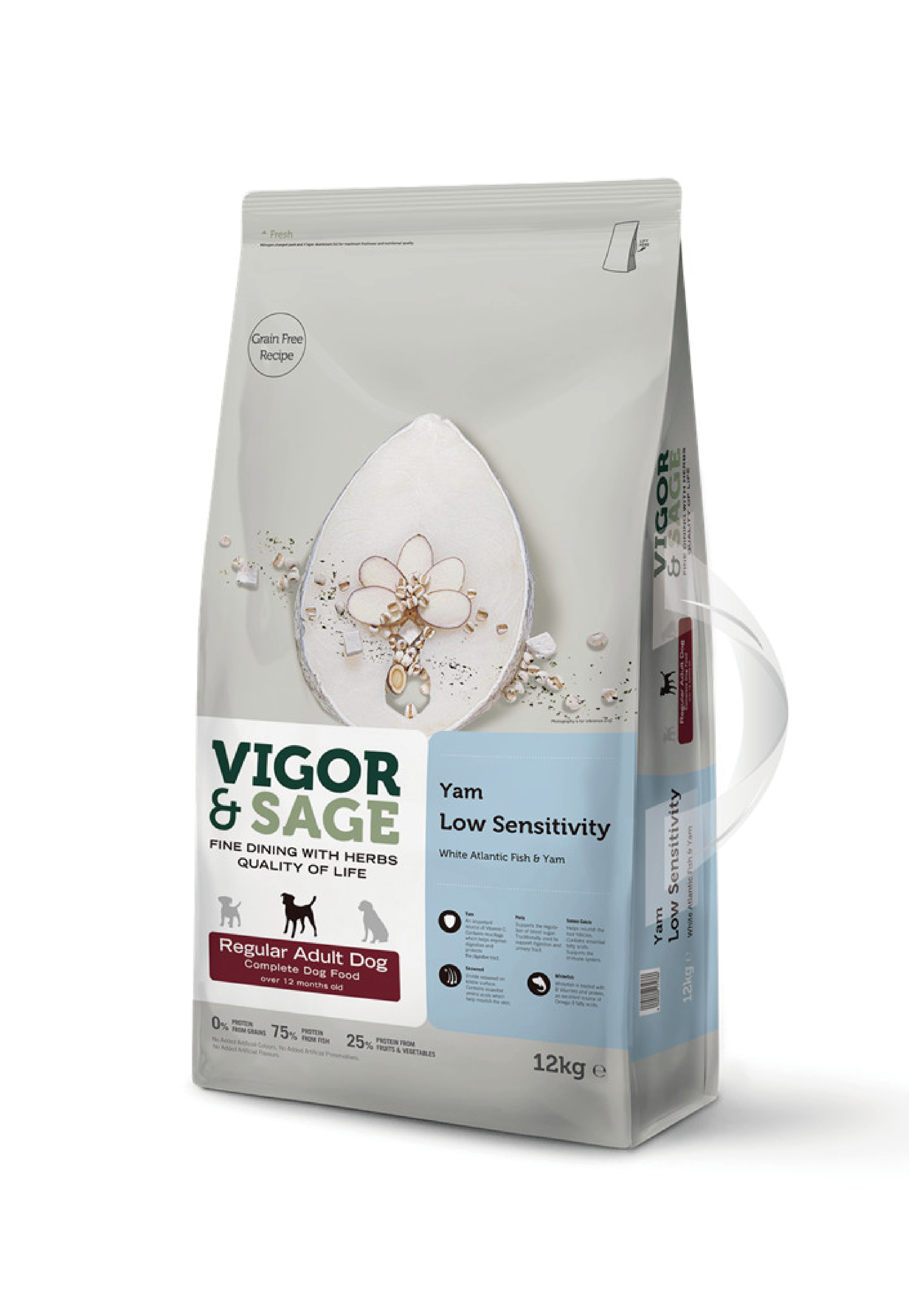 Vigor & Sage | 山藥、亞特蘭提斯白魚 低敏健脾成犬配方 12kg