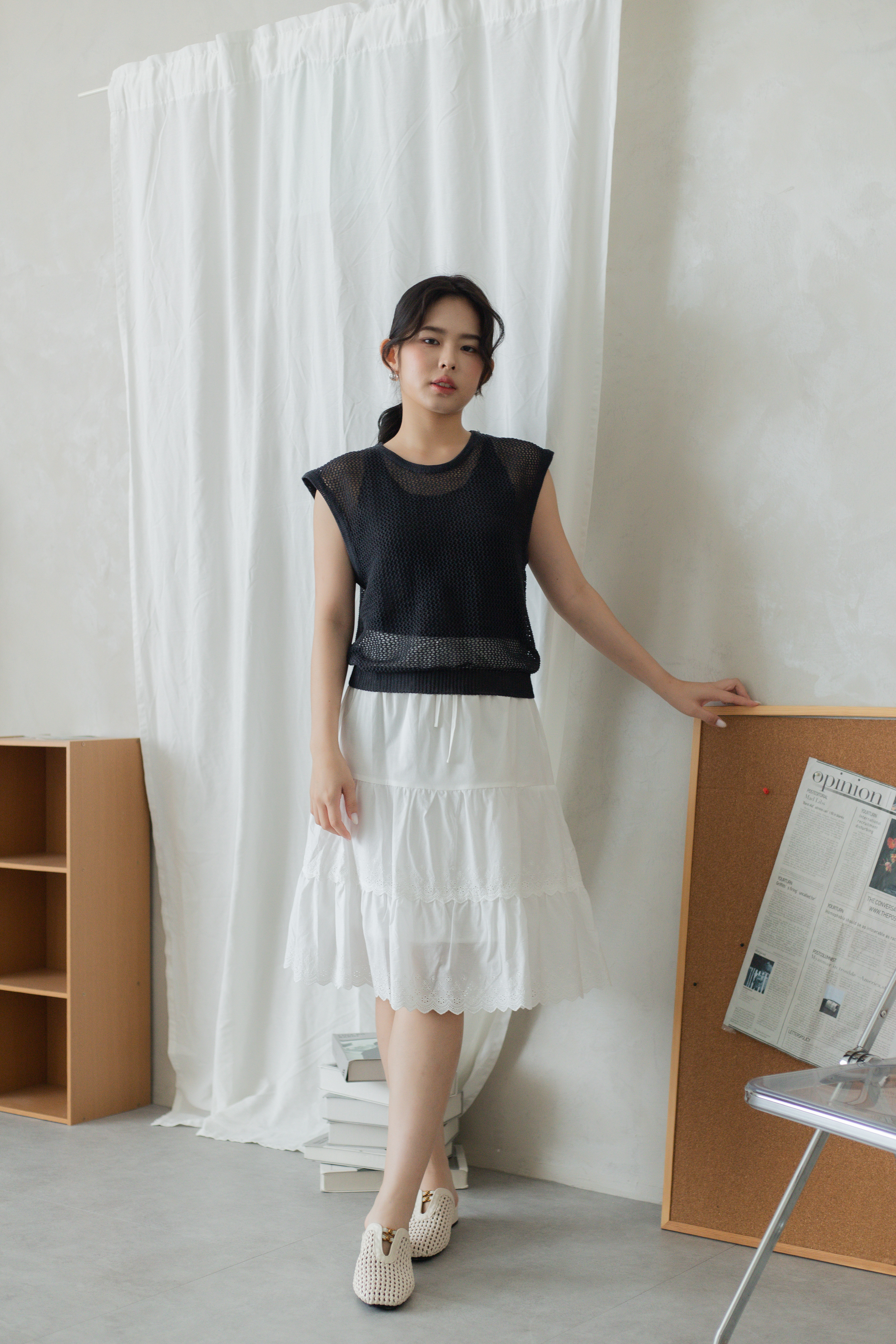 Feone Mesh Knit Top Grey -2797KVGRY