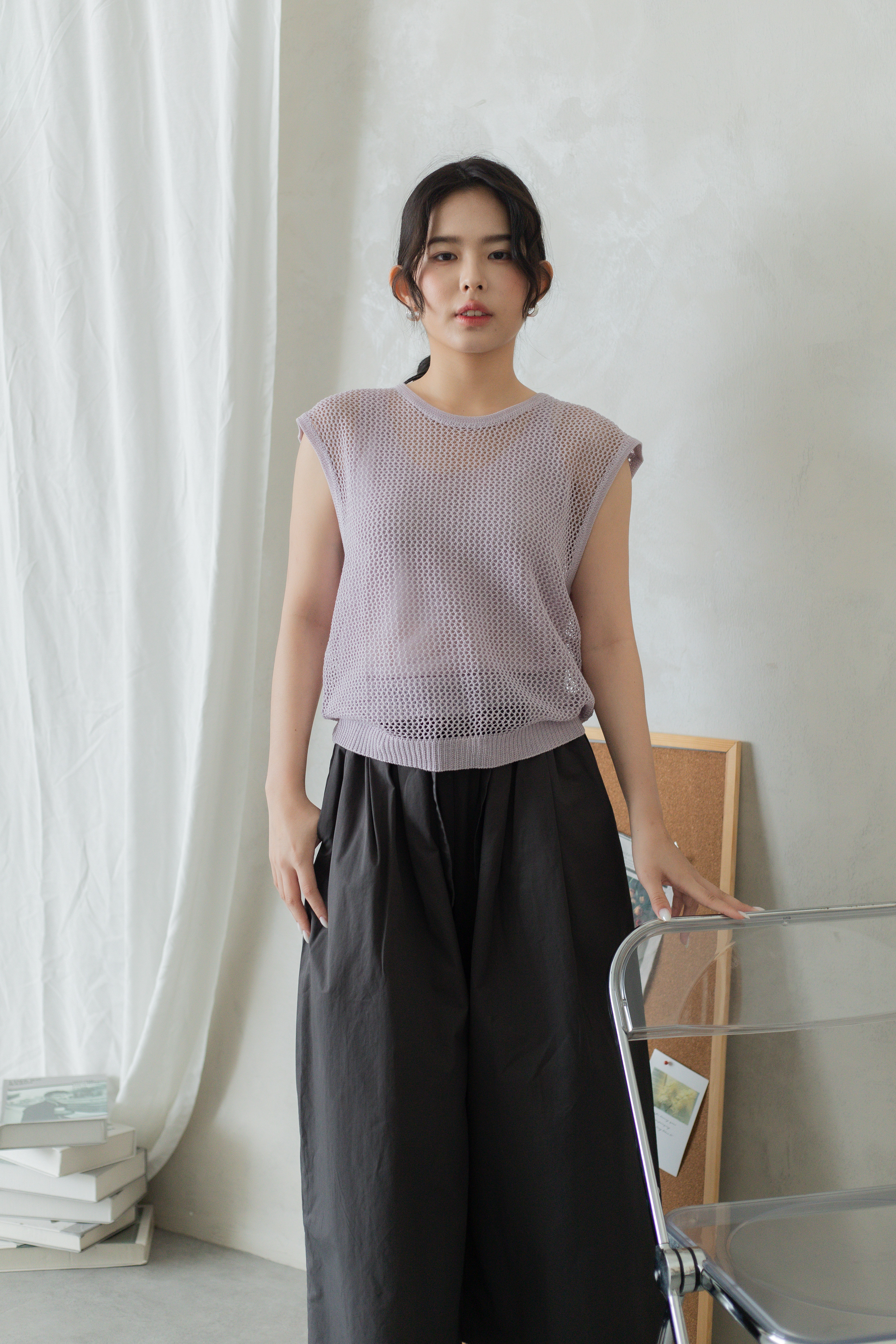 Feone Mesh Knit Top Purple-2797KVPUR