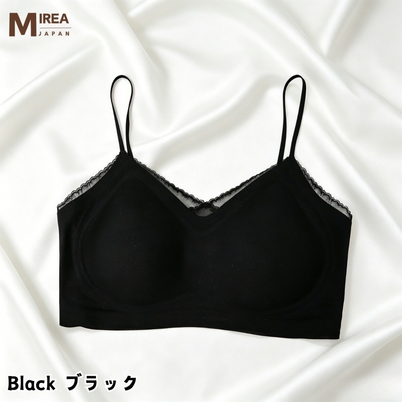 HKCG0630-005 涼感無痕透氣蕾絲邊幼帶背心BRA TOP Black-2609 (A5M-2XL)