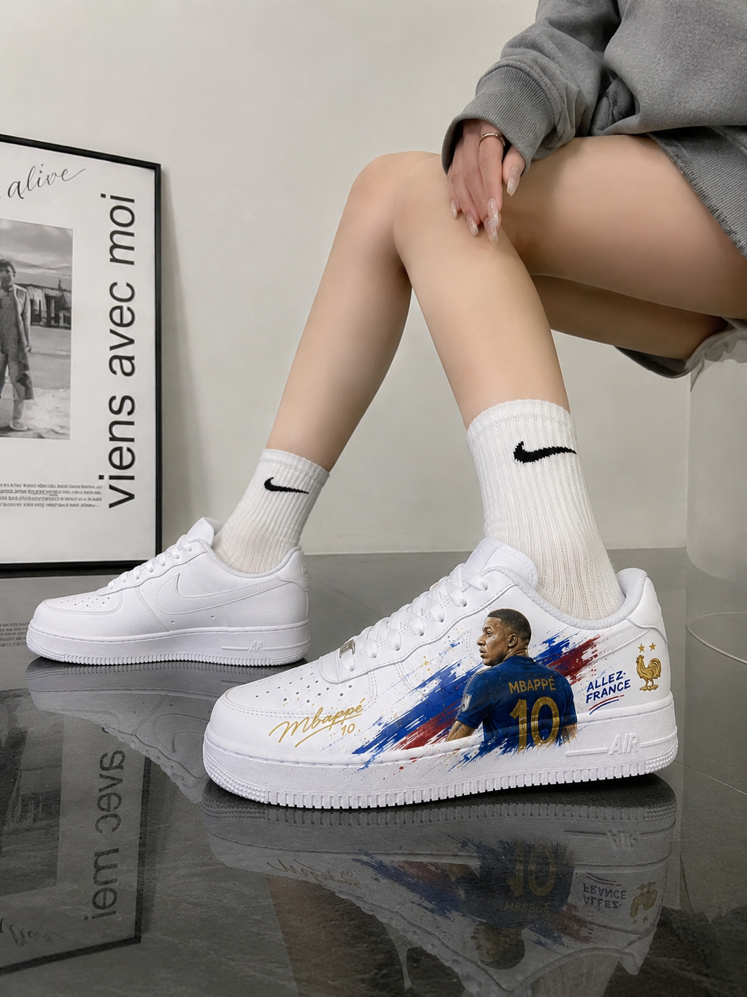 【HAO NICE】 我覺得法國冠軍！世足獨家設計！客製🎨Nike Air Force 1 足球巨星 姆巴佩