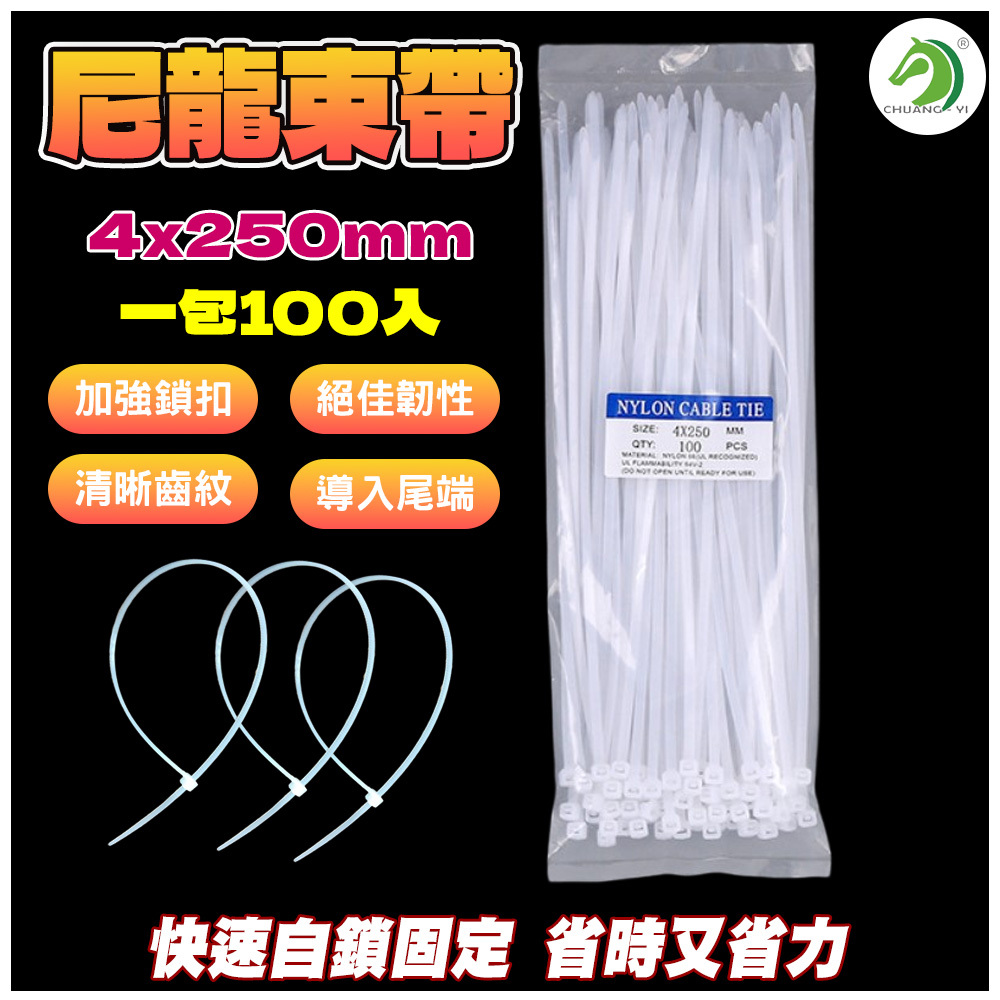 尼龍束帶4*250mm (100入) #B05003