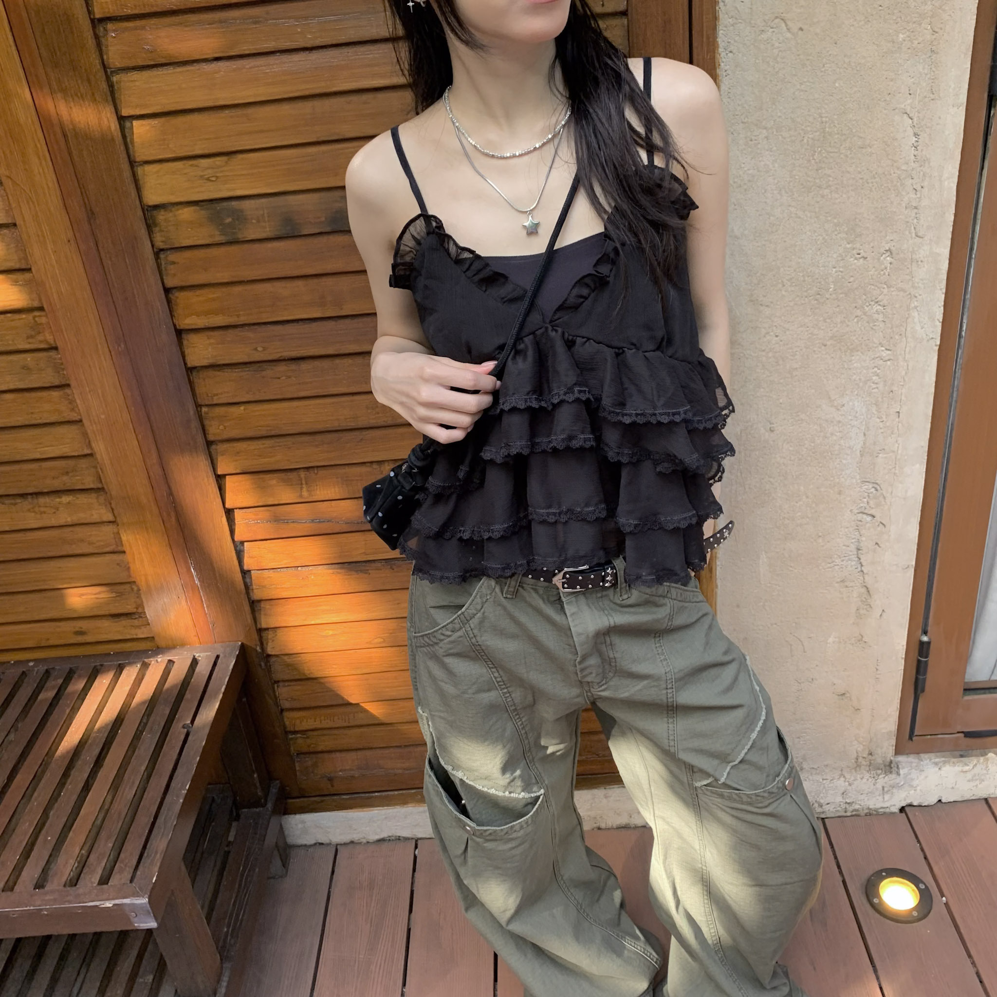 ISA_凡爾賽花園 層次感荷葉邊蛋糕擺娃娃衫_66010