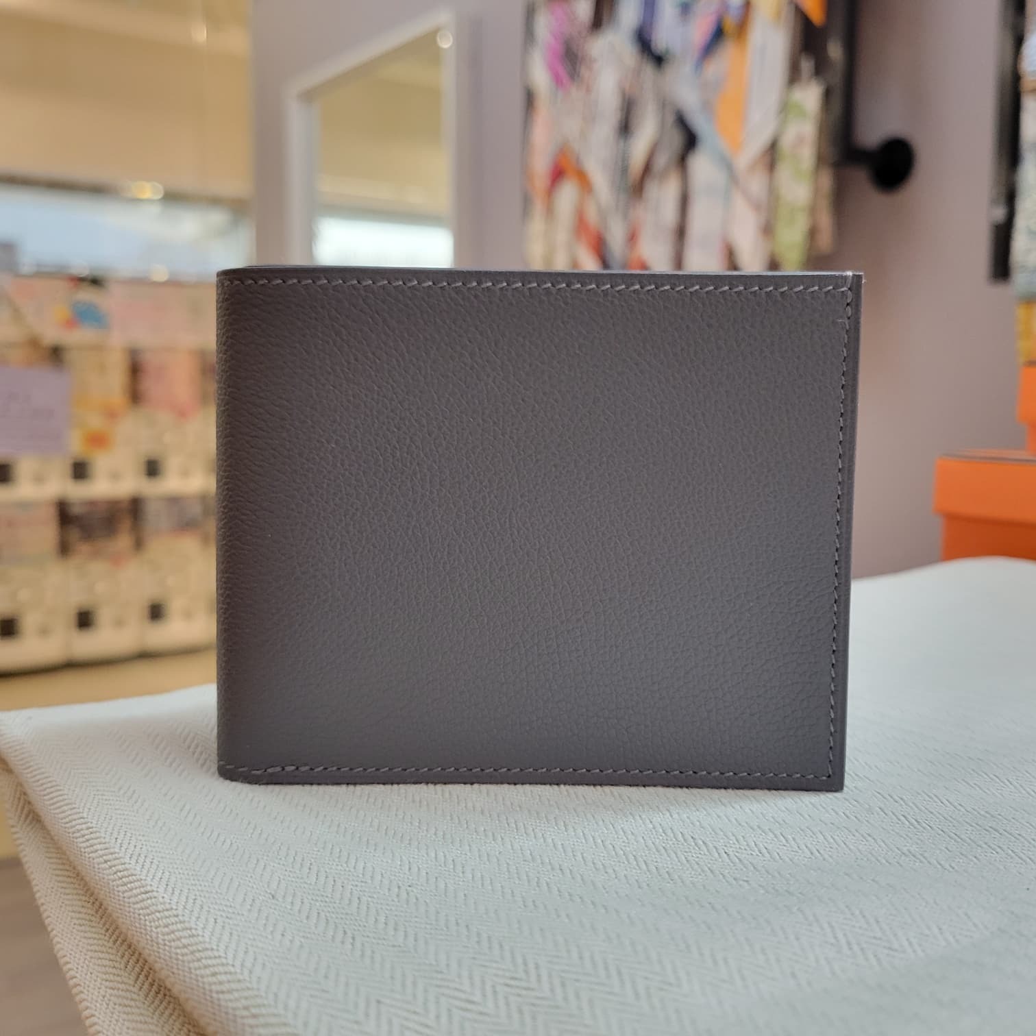 HERMES Citizen Twill Compact card holder (WALLET) ardoise/ JAUNE MILTON 石板灰 短銀包