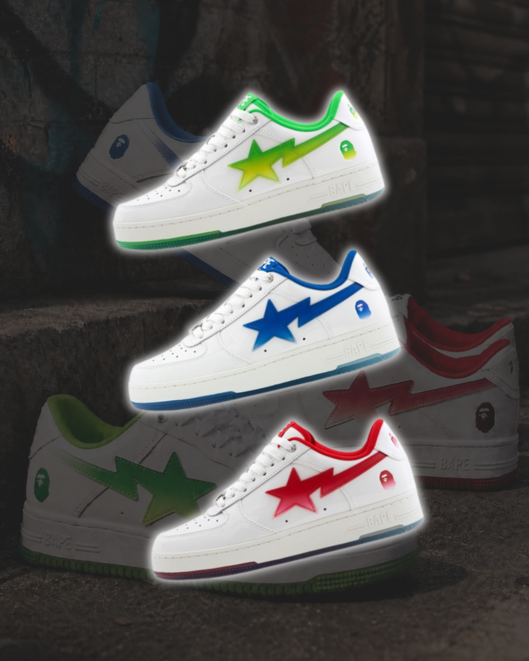A BATHING APE BAPE STA #4 炫彩半透 藍 綠 紅
