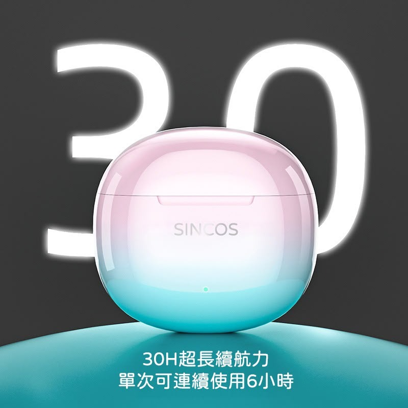 V22180  🟡Sincos 🇭🇰 本土品牌 O2 漸變配色Hi-Fi音質半入耳藍牙耳機🎧🤩女士至愛🟡