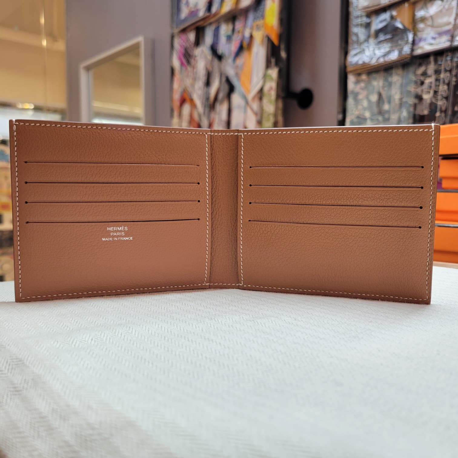 HERMES CITIZEN TWILL COMPACT WALLET EPSOM GOLD/BLEU FRANCE 男仕 短銀包 金棕/法國藍