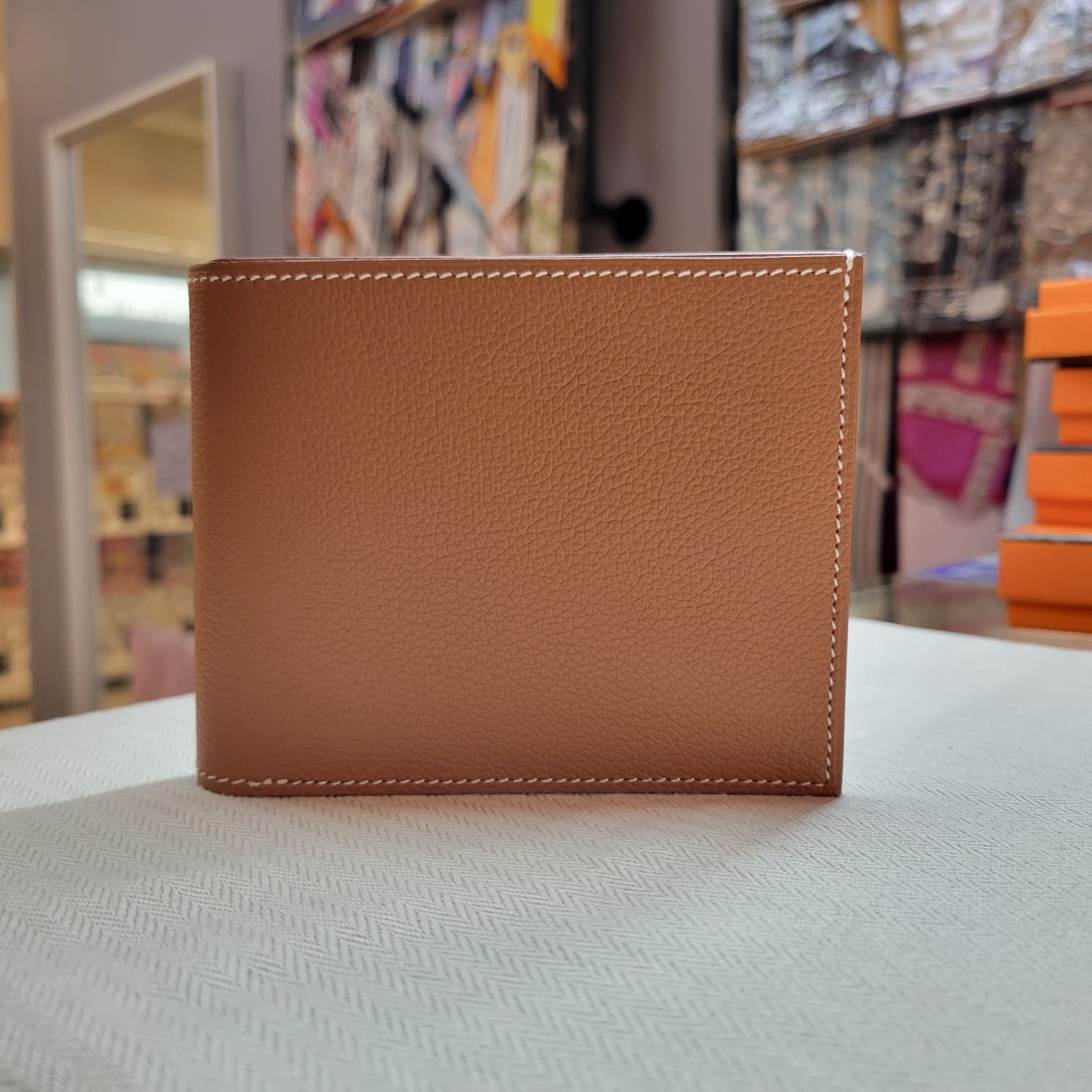 HERMES CITIZEN TWILL COMPACT WALLET EPSOM GOLD/BLEU FRANCE 男仕 短銀包 金棕/法國藍
