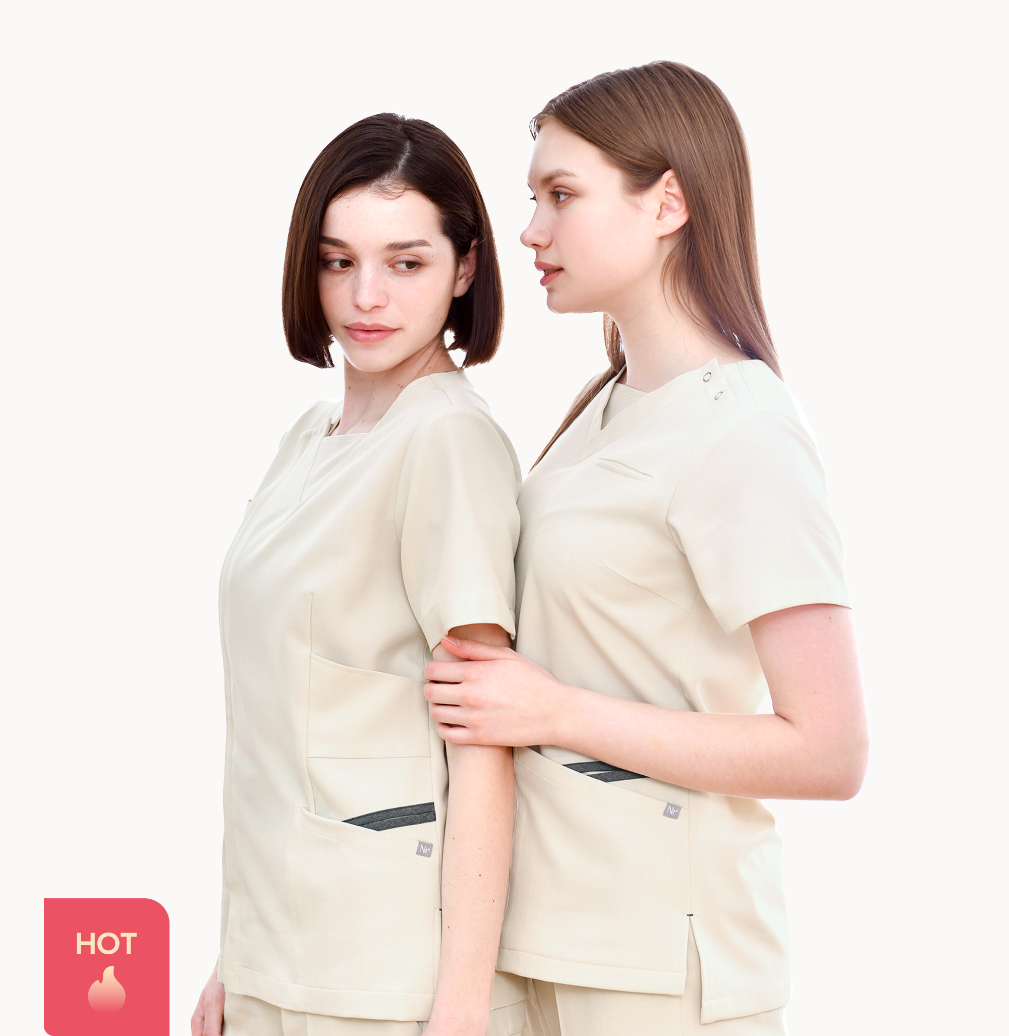 240804 LINEN-LIKE 女款護士服 茉莉白