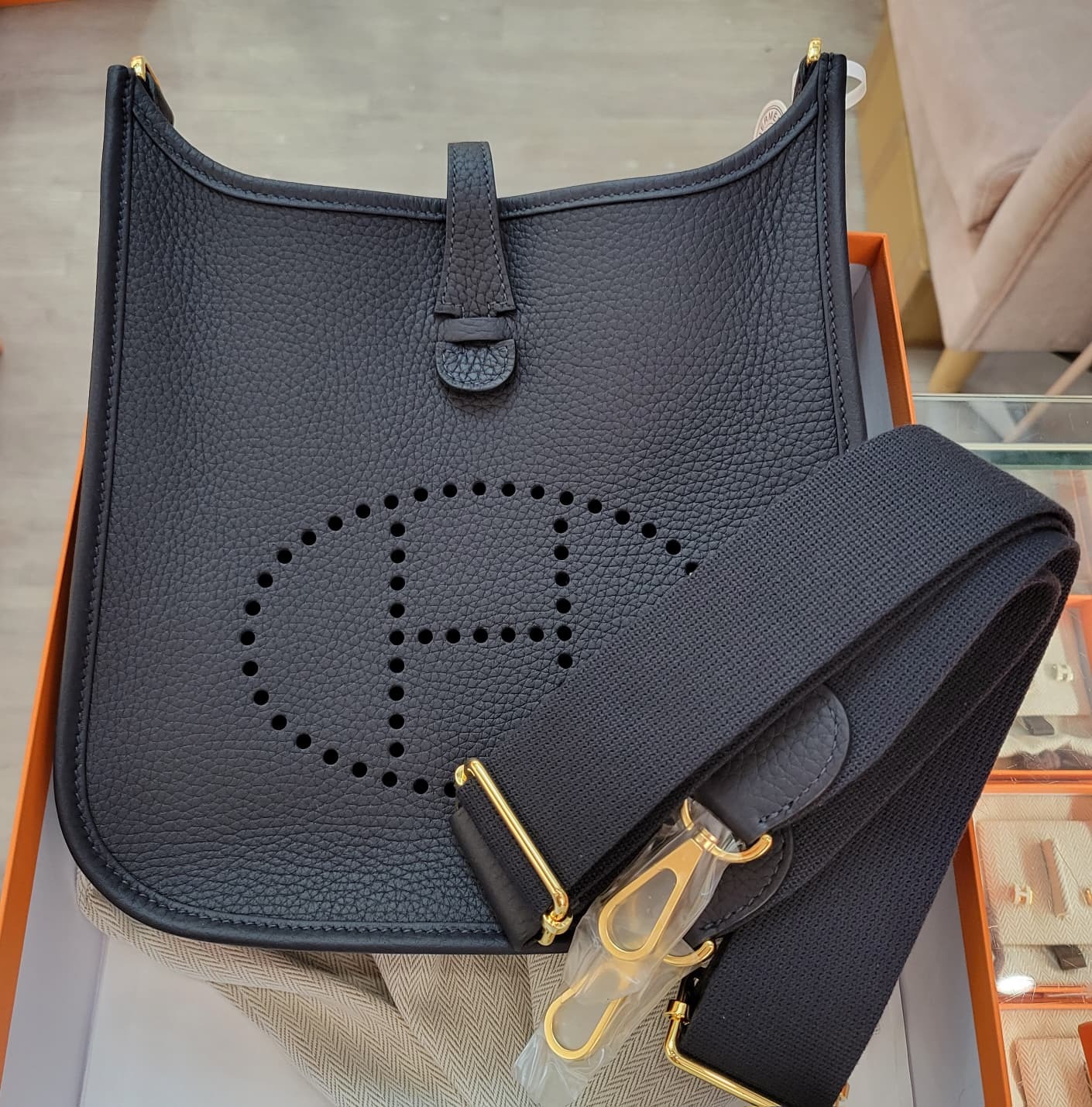 HERMES EVELYNE 23 3Y Caban CC 水兵藍 金扣