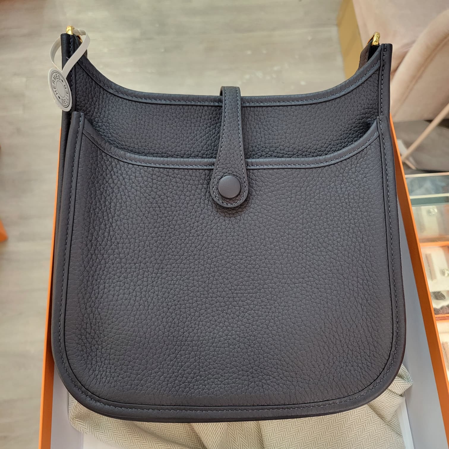HERMES EVELYNE 23 3Y Caban CC 水兵藍 金扣