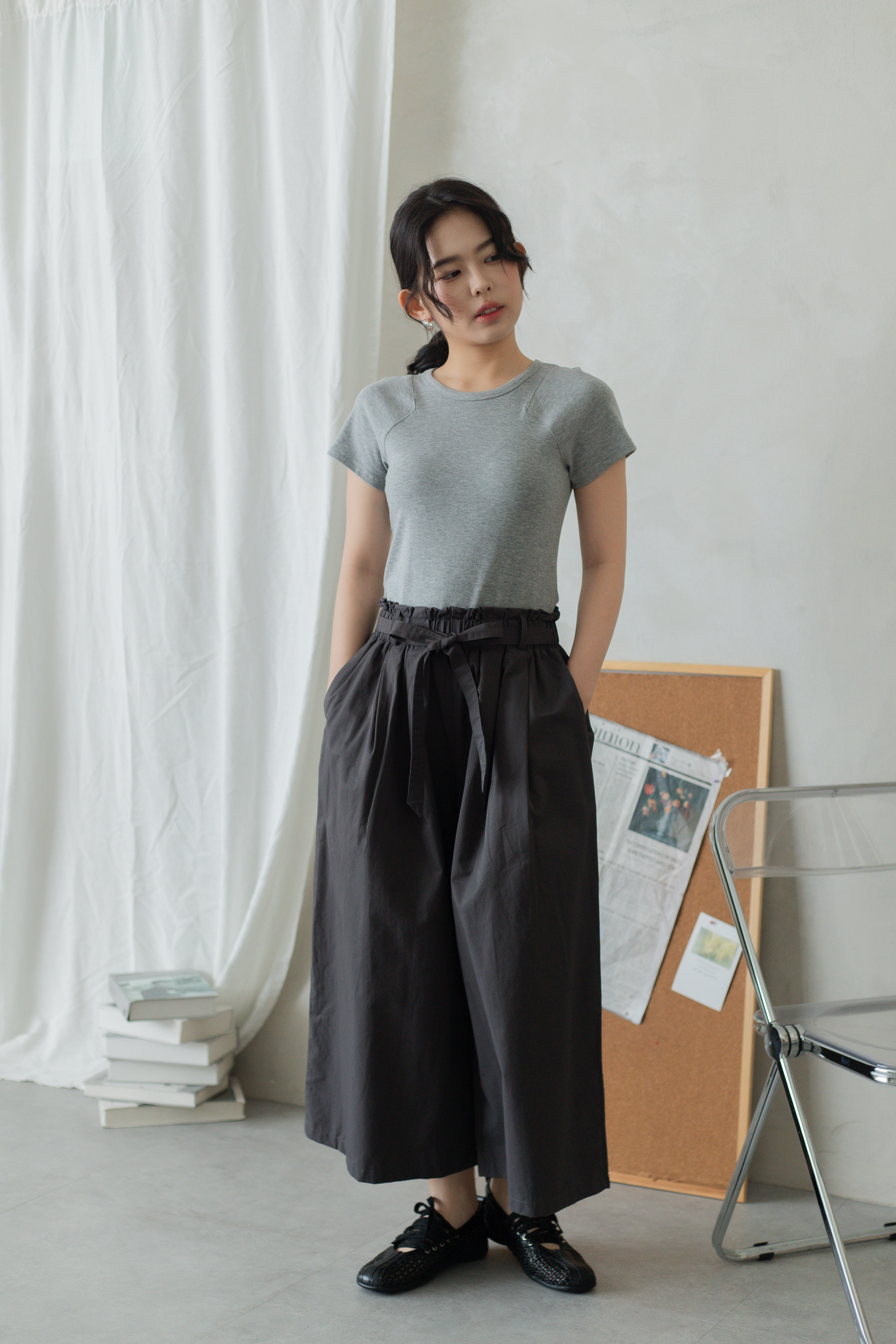 Emma Cut In Shoulder Tee Grey -2804TSGRY