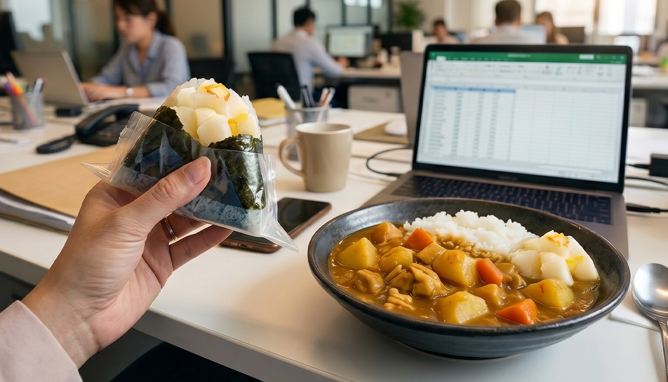 協發行泡菜蘿大柚搭配飯糰及咖哩飯,辦公室午餐開胃小菜