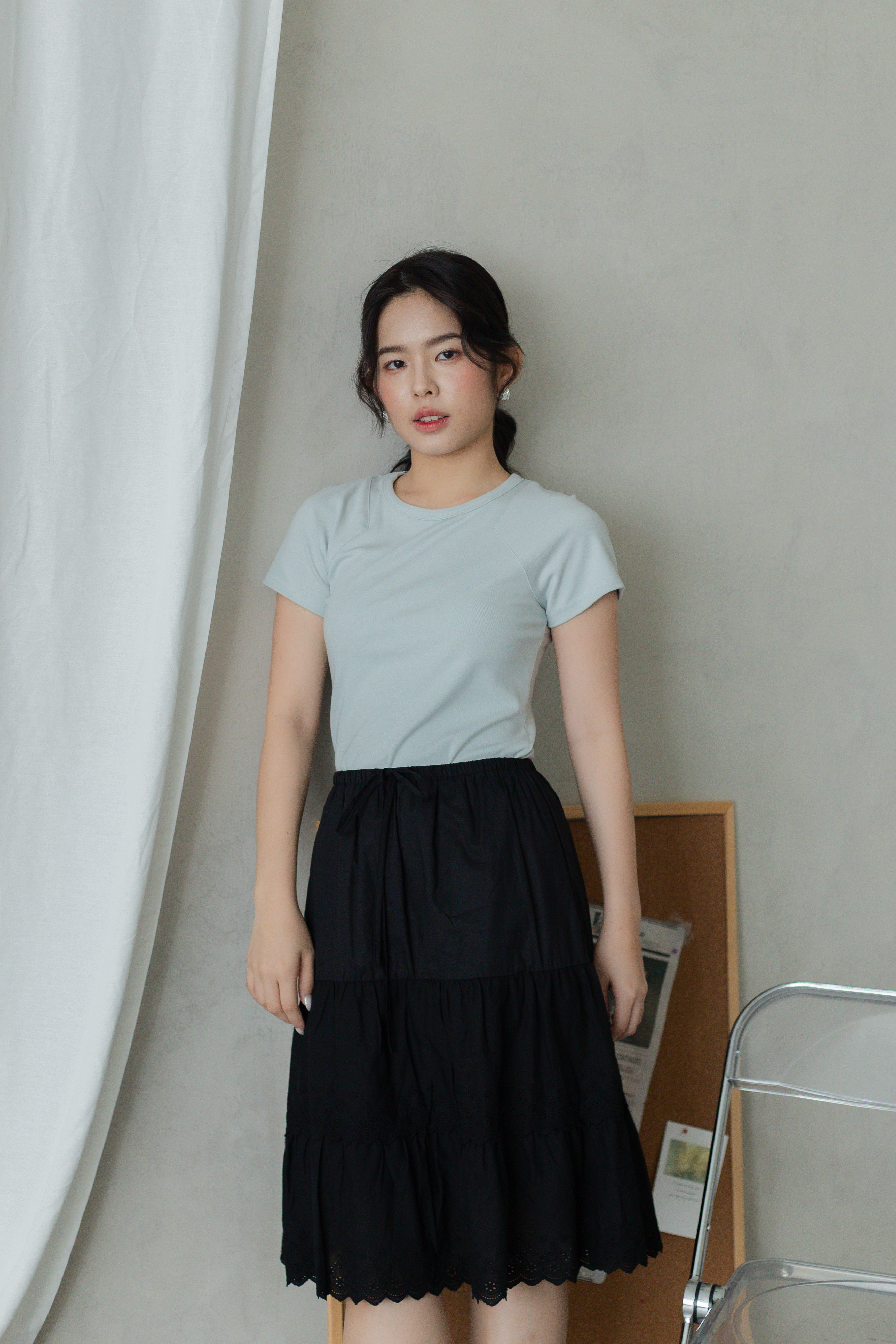 Emma Cut In Shoulder Tee Blue-2804TSBLU