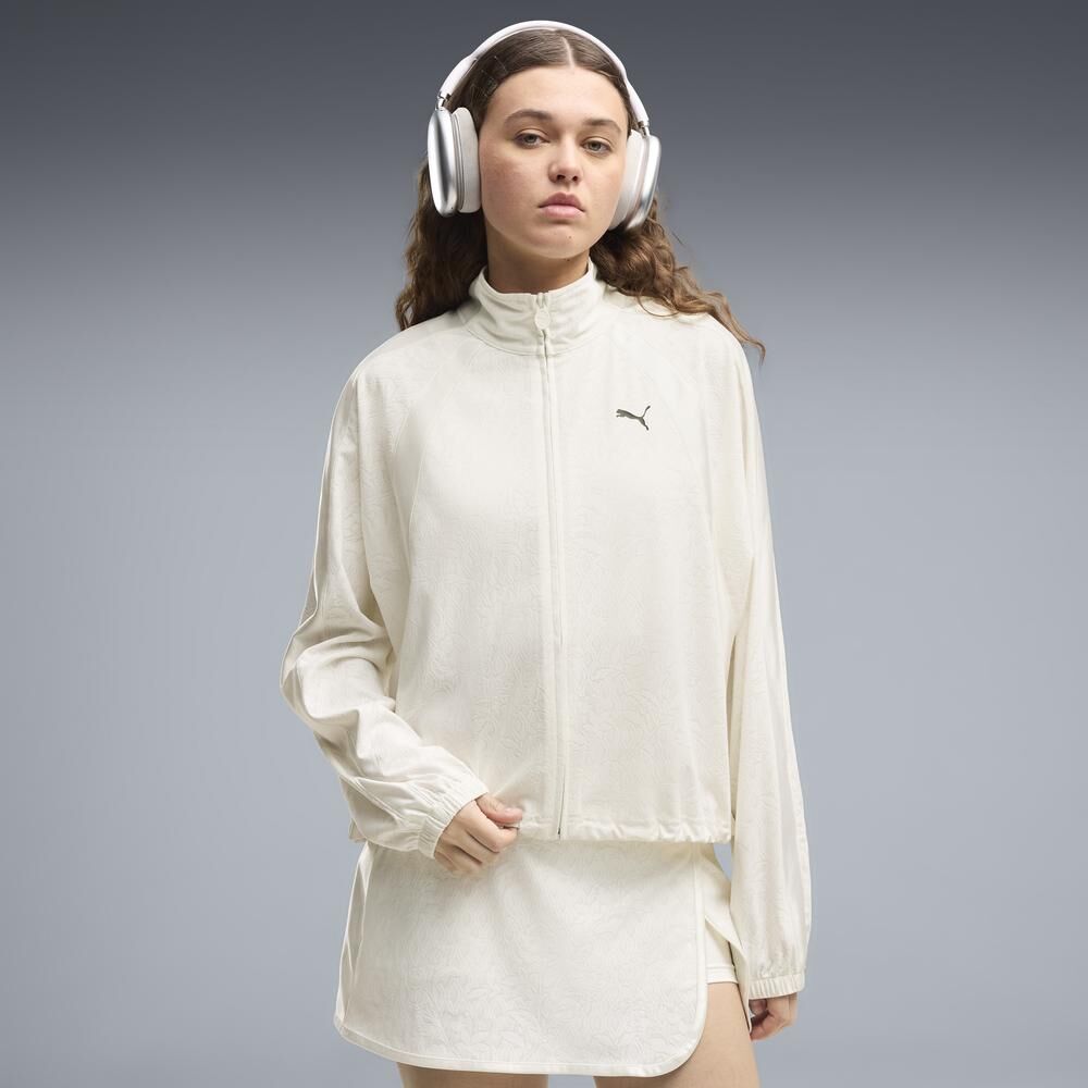 PUMA 外套 流行系列 T7 LACE 米白 輕量 立領外套 女 63942187