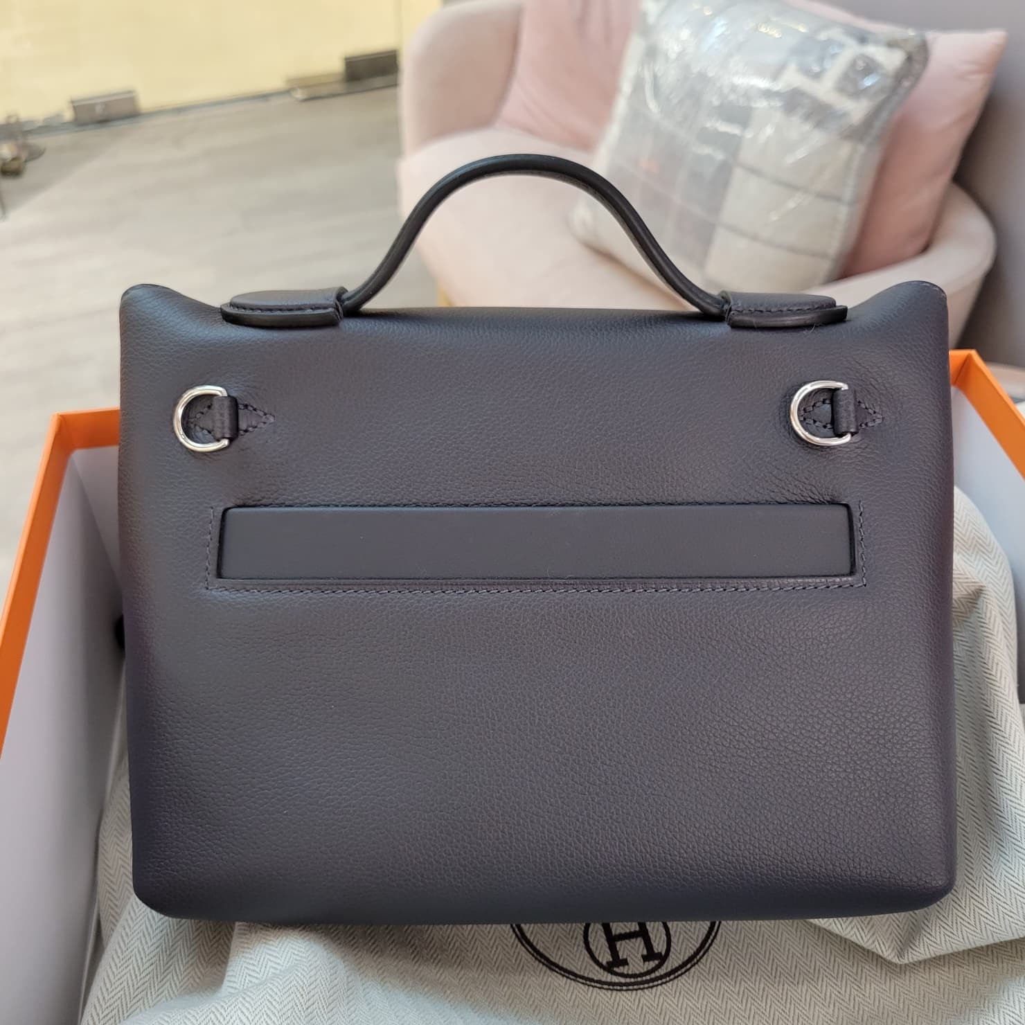 HERMES MINI 2424 3Y CABAN CK 水兵藍 銀扣