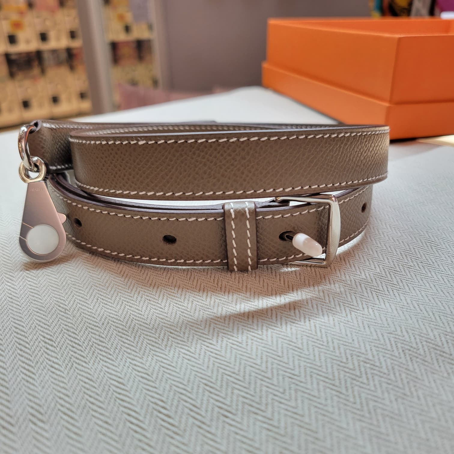 Hermes A-strap ETOUPE CK EPSOM 20mm 大象灰銀