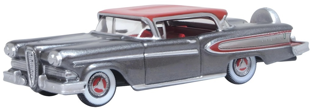 Oxford 87ED58008 HO規 1958 Edsel Citation 豪華轎車－銀灰／餘燼紅
