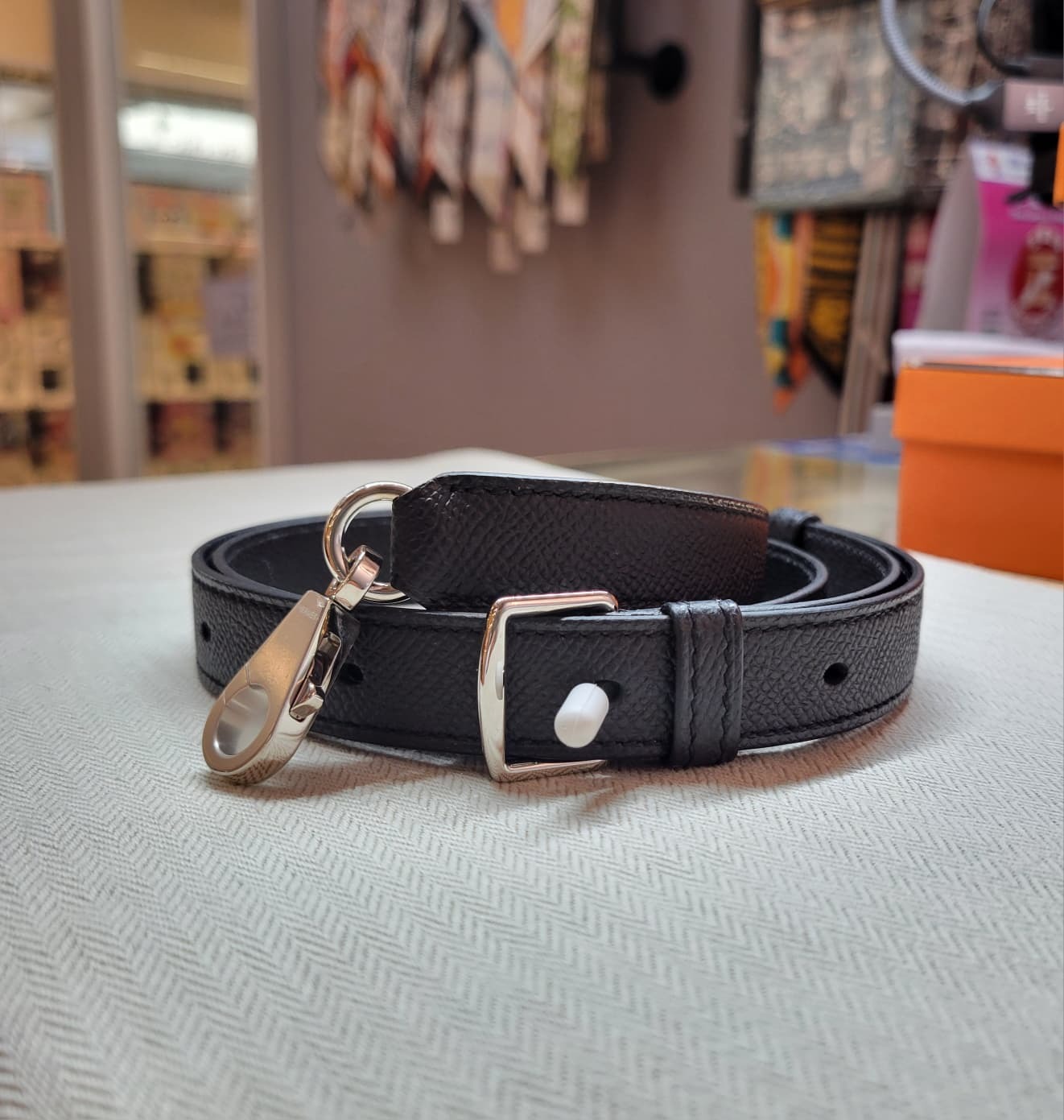 Hermes A-strap NOIR CK EPSOM 20mm 黑銀