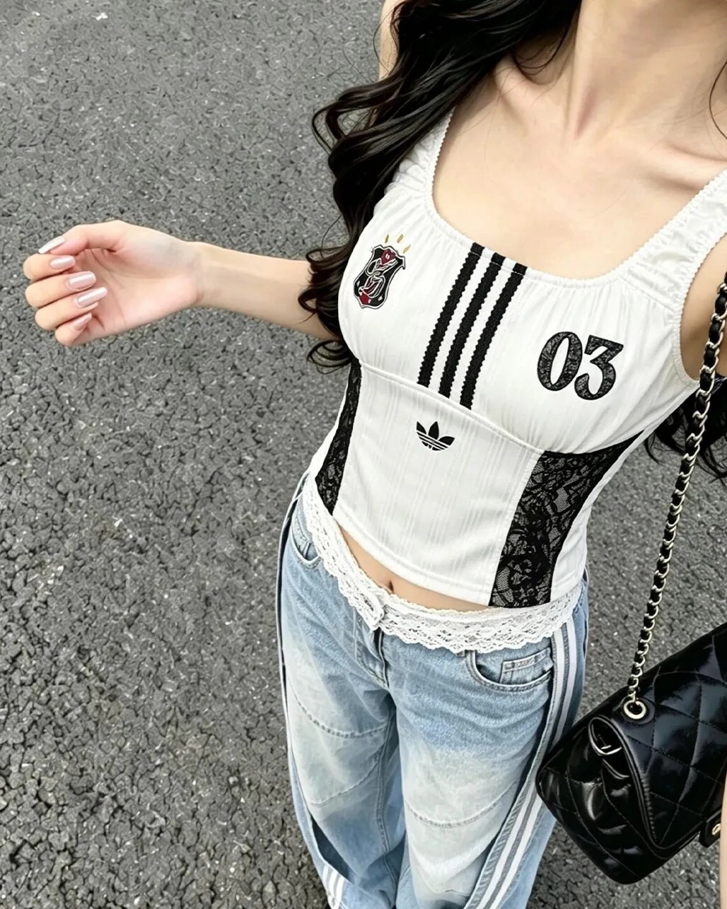【逢甲 FUZZY】ADIDAS ORIGINALS 蕾絲 圓領無袖 運動背心 白 酒紅 女款