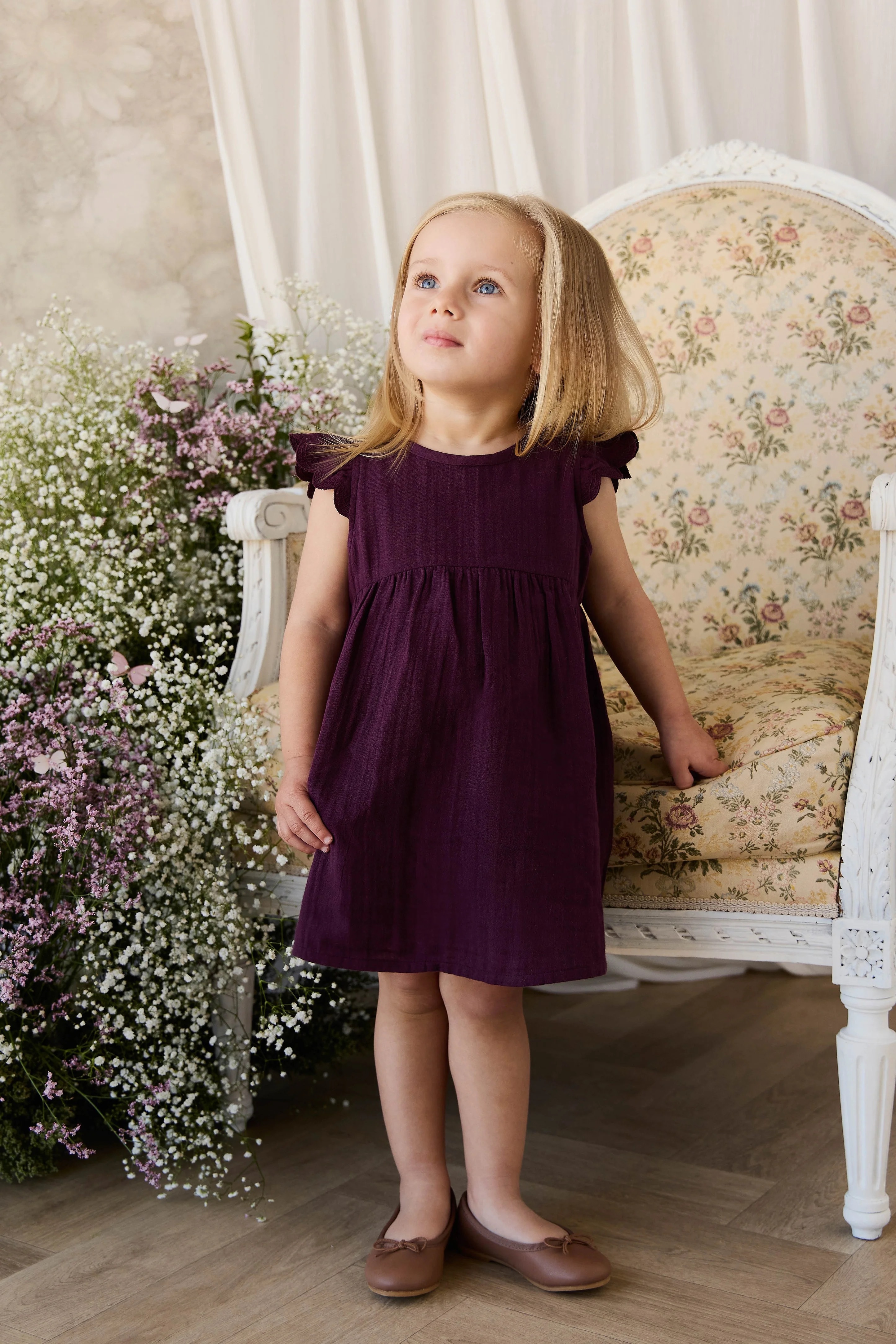 【預購】JAMIE KAY -Organic Cotton Muslin Lace Dress（Fig）