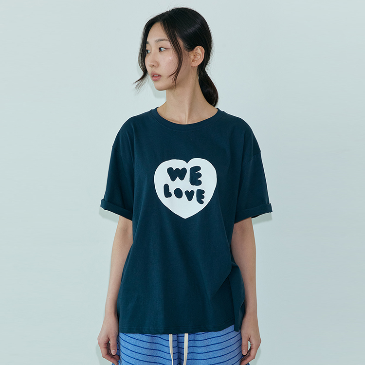 韓國 ooowl 童趣塗鴉文字踢 FILLED HEART 海軍藍