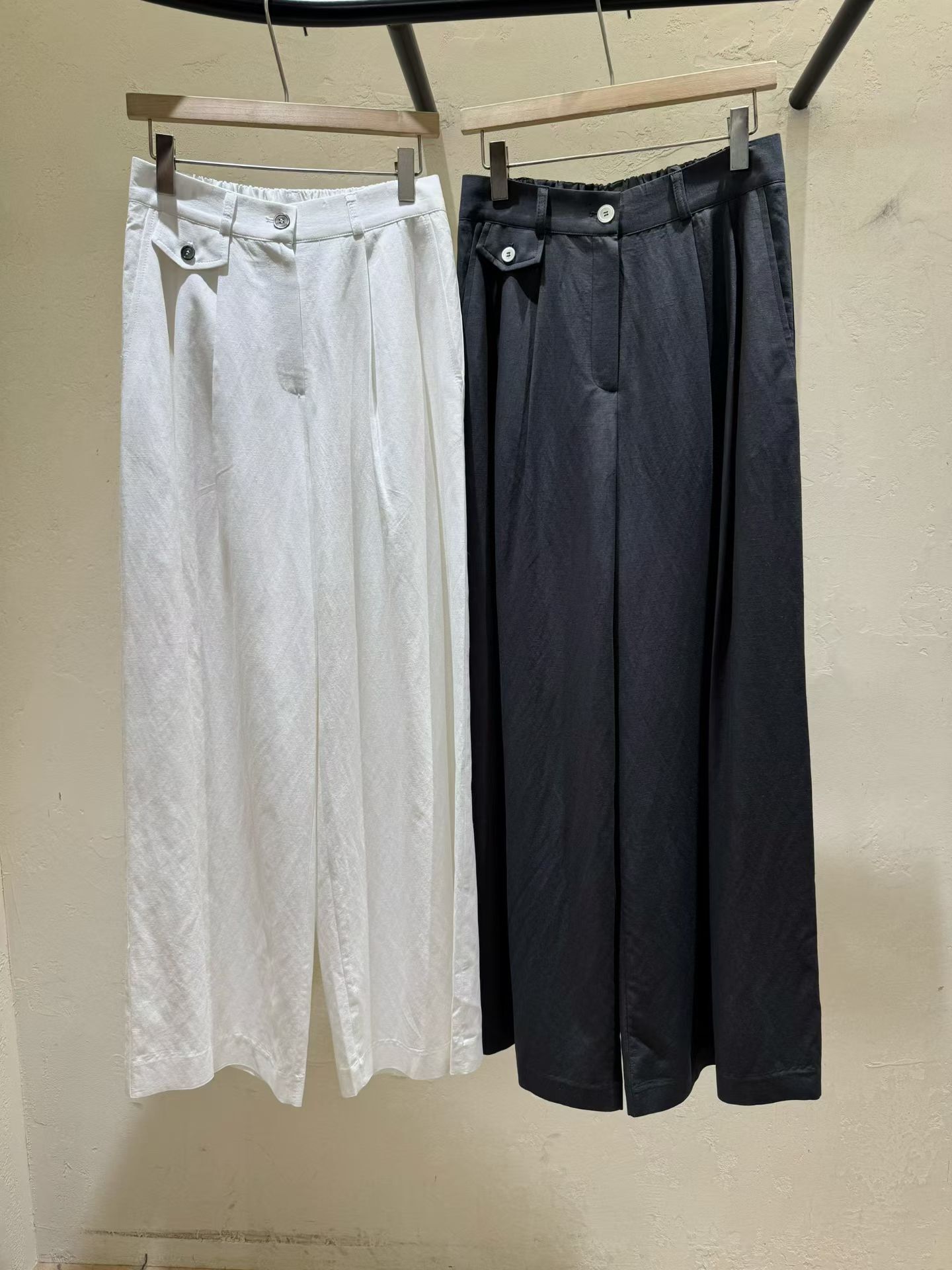 WJ6310 後橡筋垂感壓褶休閑褲