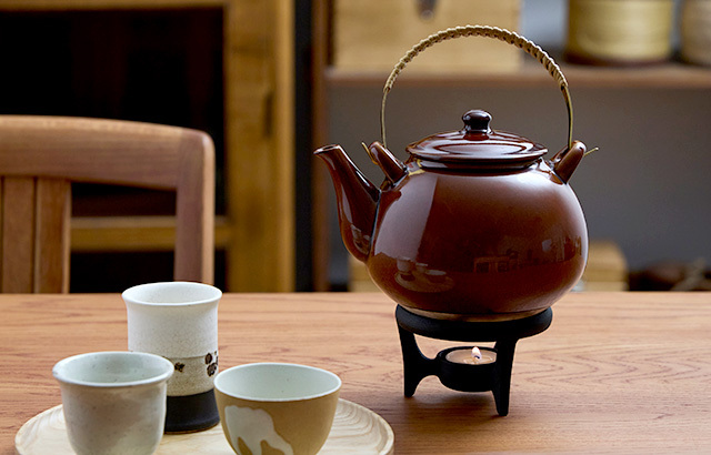 中川政七商店- 萬古燒直火土瓶/ 茶壺/ 黃銅籐飴
