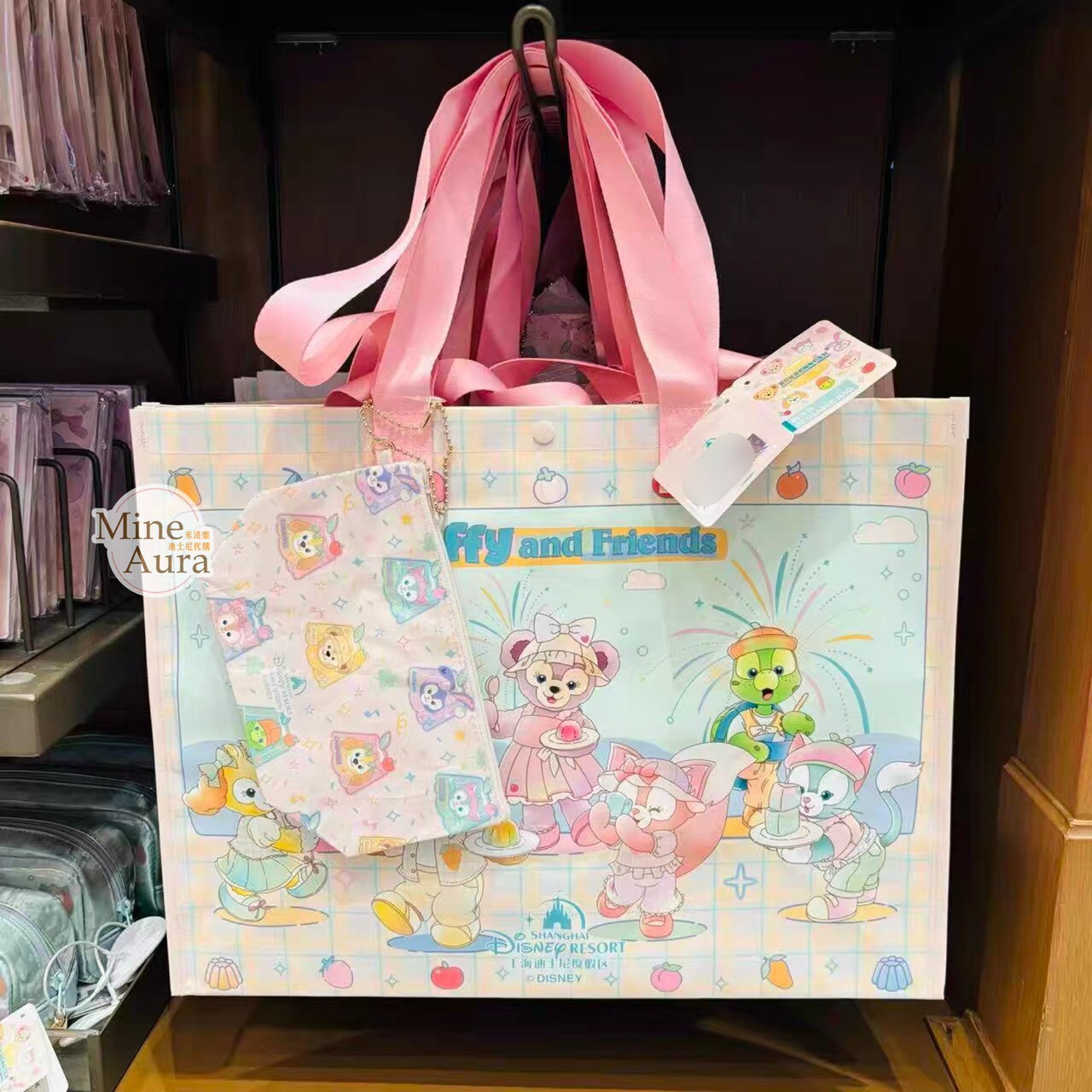 達菲 Duffy 和朋友們 果凍夏日 系列 圖案 手提 環保袋 購物袋 附收納袋 -上海迪士尼樂園