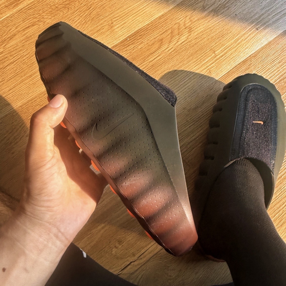 NIKE MIND 001 FLYKNIT 黑橘 漸層 拖鞋 賽前 穆勒鞋 IR2175-200