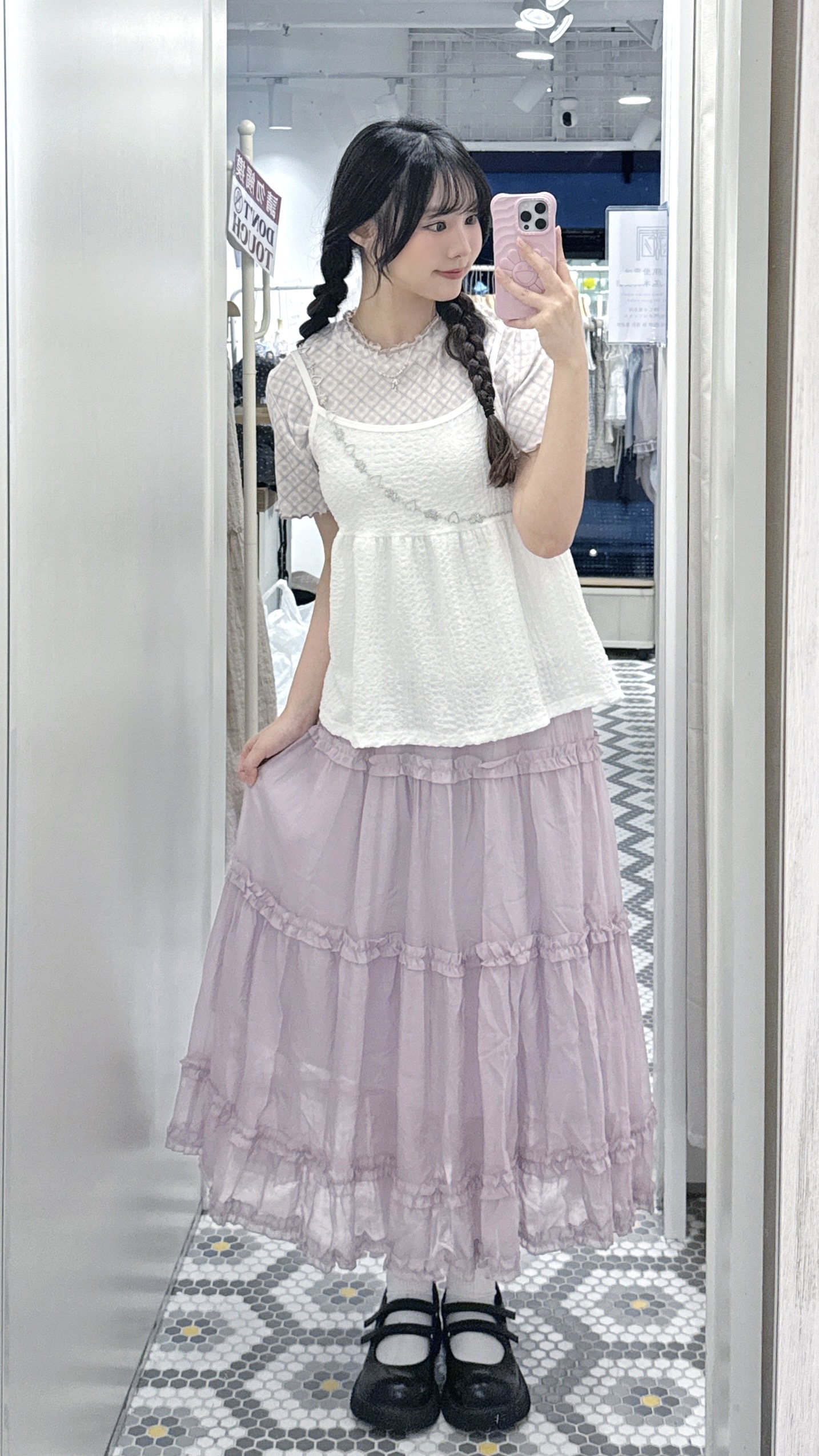 D0640｜甜美馬卡龍🫧⋆｡˚少女感ruffle邊層次蛋糕長裙