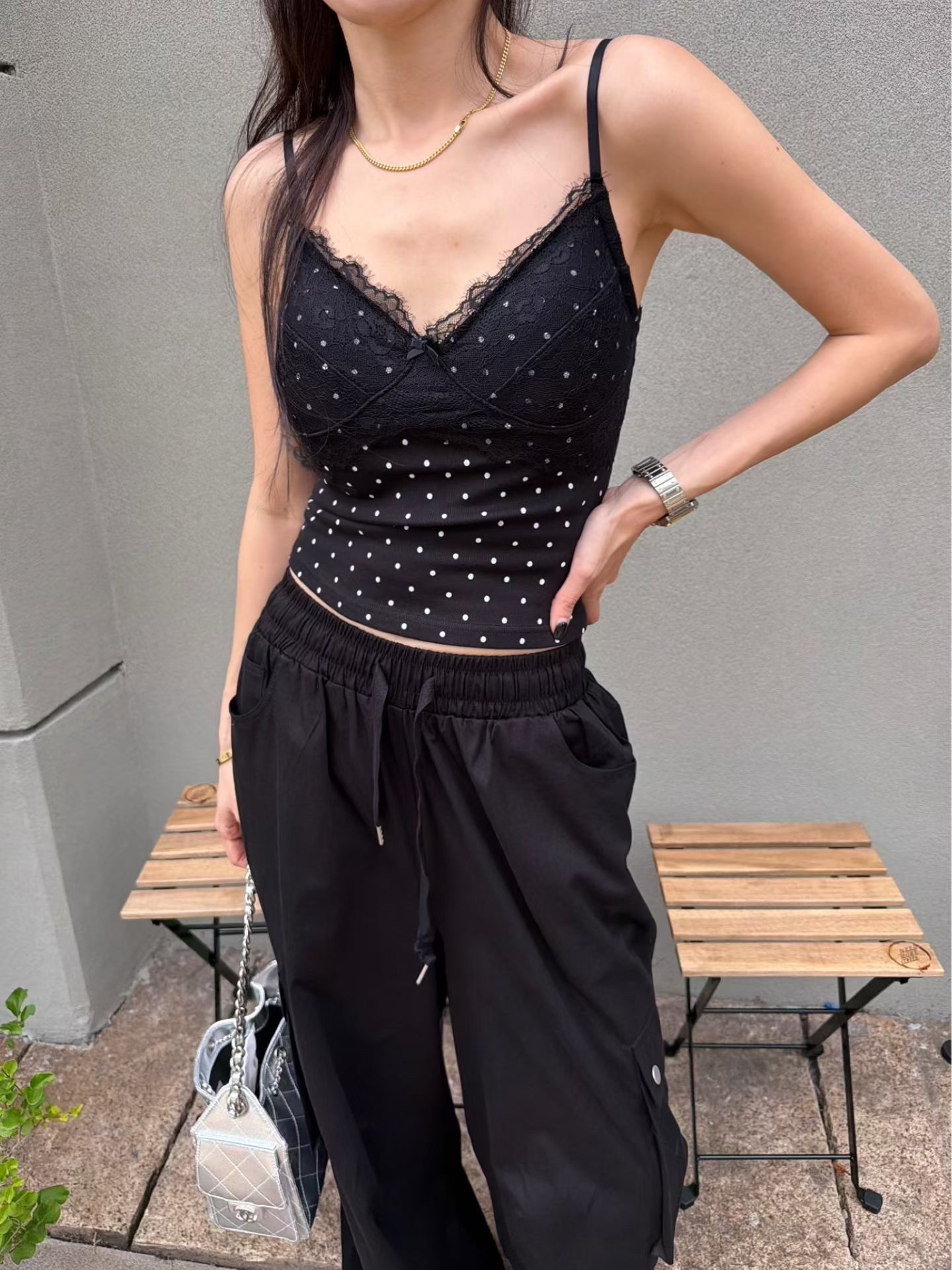 波點餘溫bra top