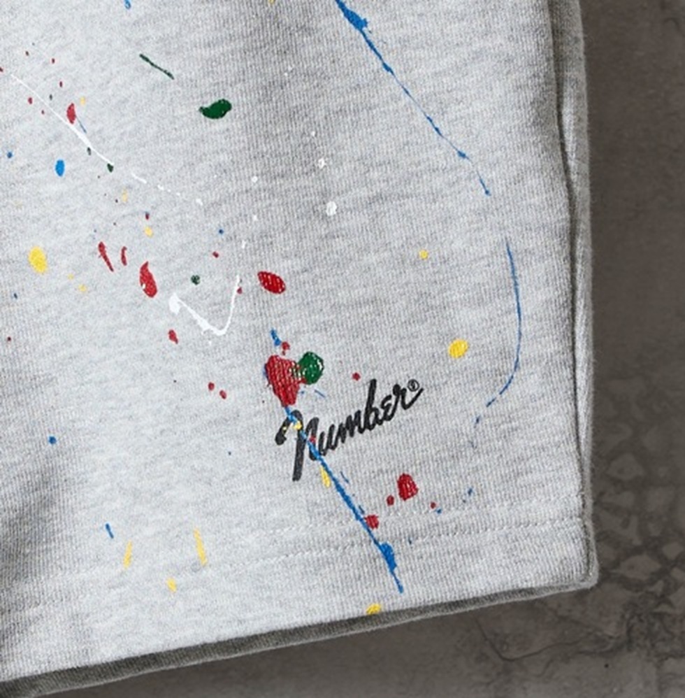 NUMBER NINE HAND PAINTED FIRM COTTON LIGHT SHORT PILE EASY SHORTS - GREY PRE ORDER ITEM (預訂中)