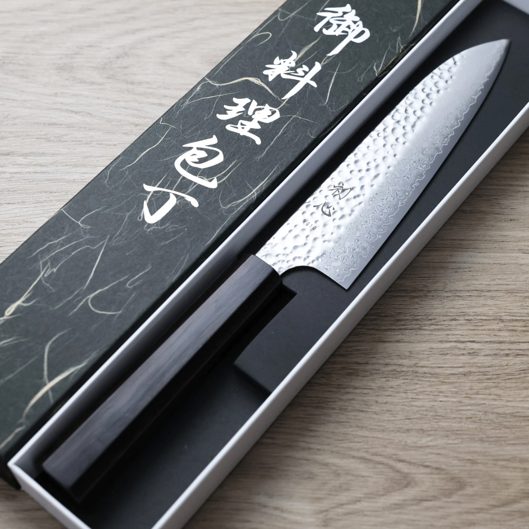 初心 鷹 三德 170mm VG10鋼 鎚目 大馬士革