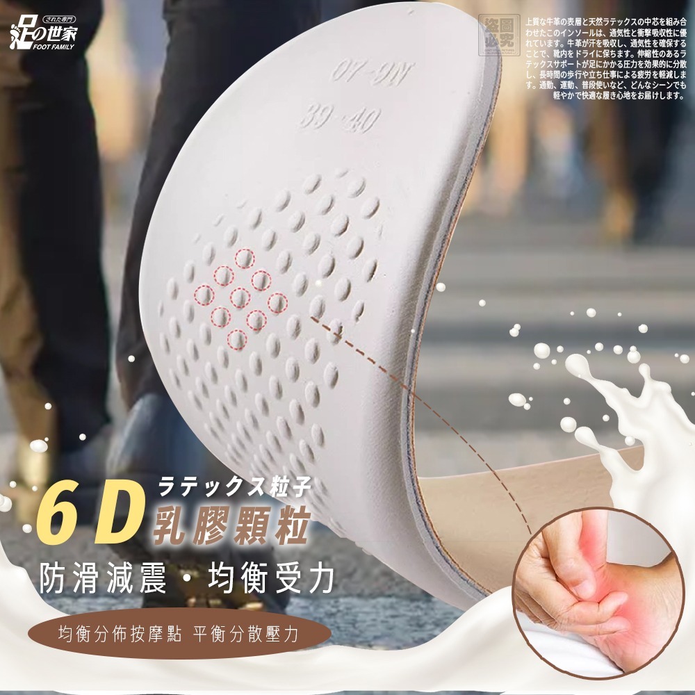 足の世家 牛皮乳膠減震鞋墊