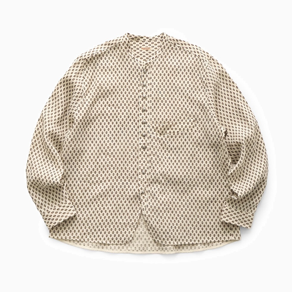 KAPITAL 2026 LINEN CHI-MA PATTERN STAND PENNY SHIRT - PRE ORDER ITEM (預訂中)