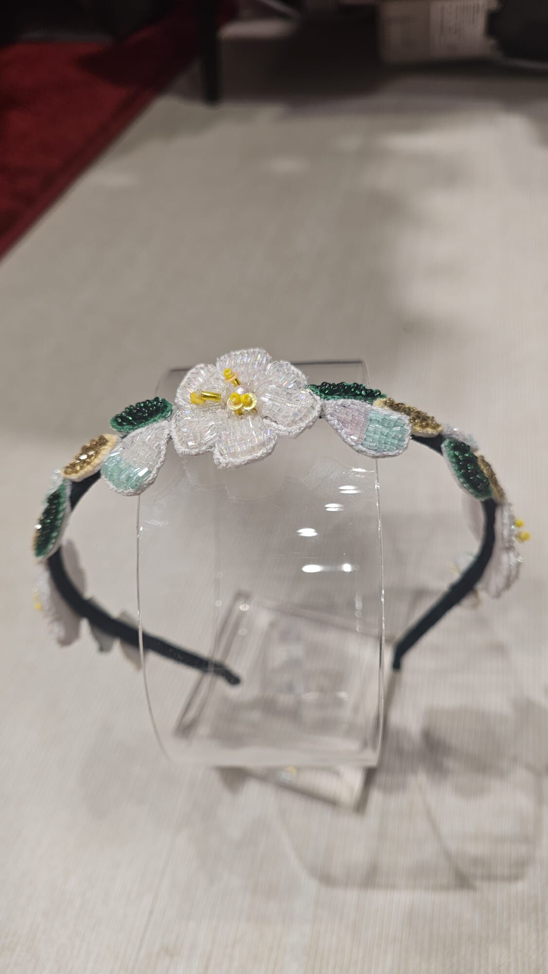 0630JW65-JOANNEINWONDERLAND-HAIRBAND-白色花花人手刺繡頭箍 (A65)