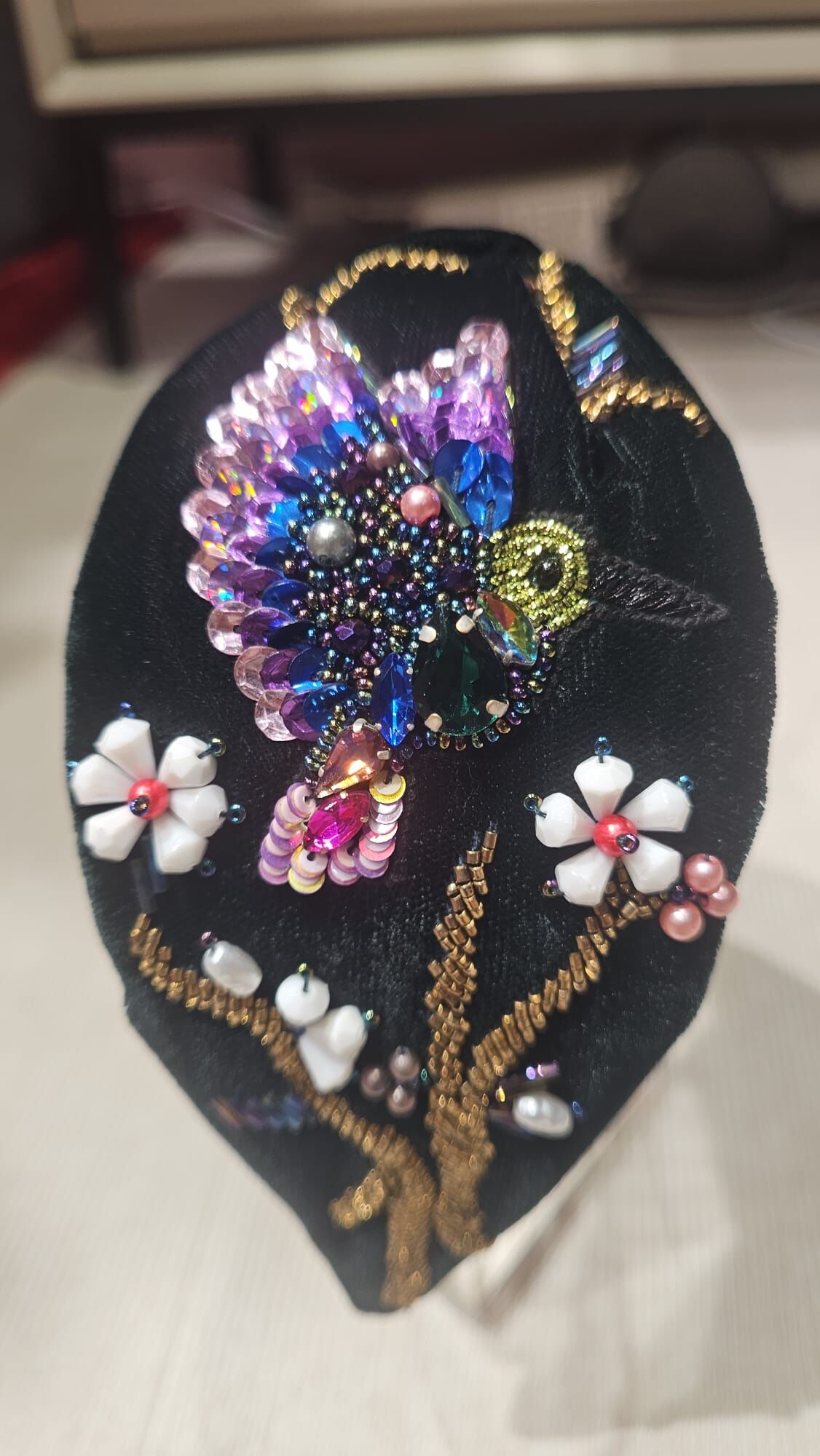 0630JW69-JOANNEINWONDERLAND-HAIRBAND-熱帶雨林蜂鳥人手刺繡頭箍 (A69)