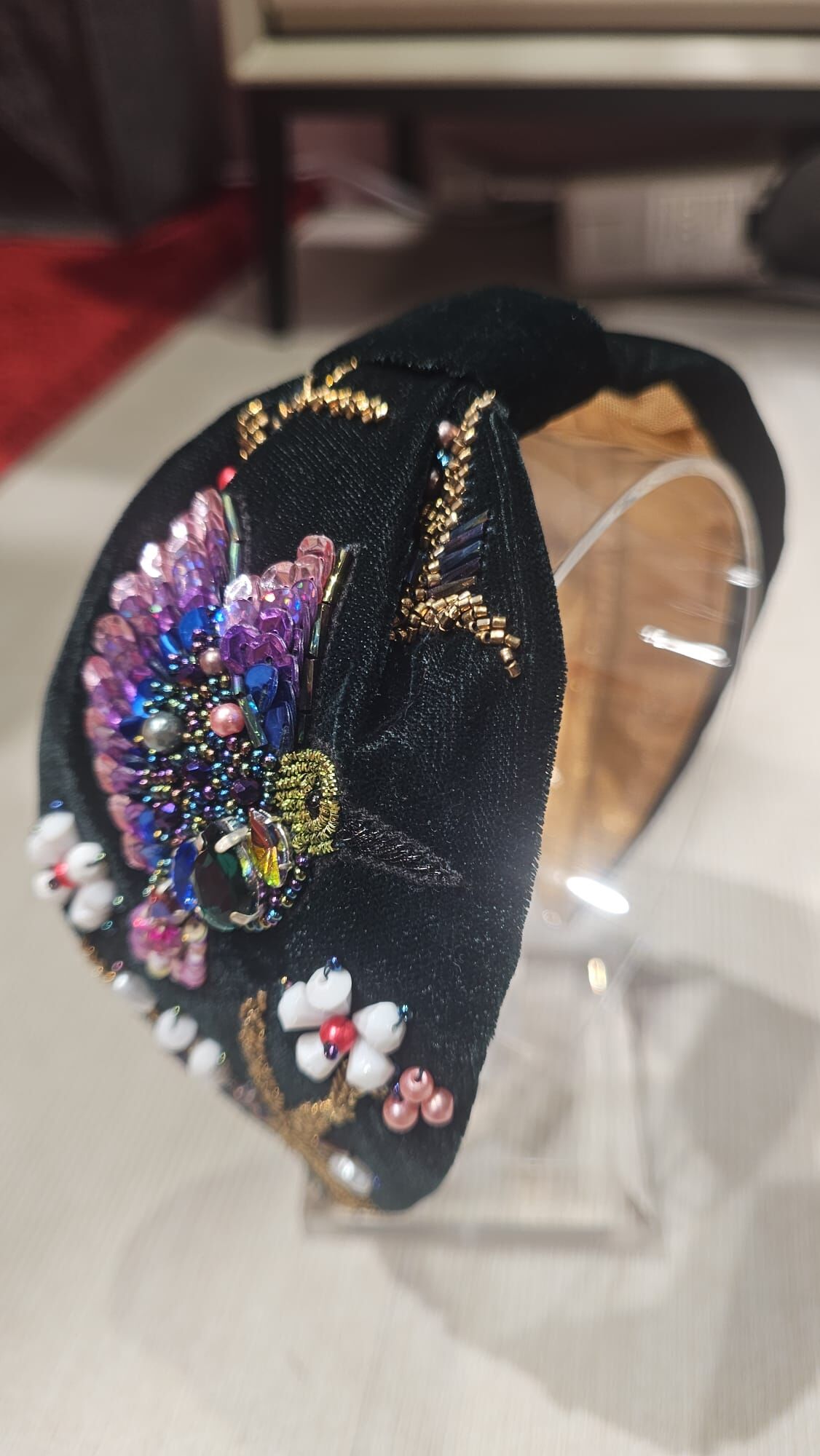 0630JW69-JOANNEINWONDERLAND-HAIRBAND-熱帶雨林蜂鳥人手刺繡頭箍 (A69)