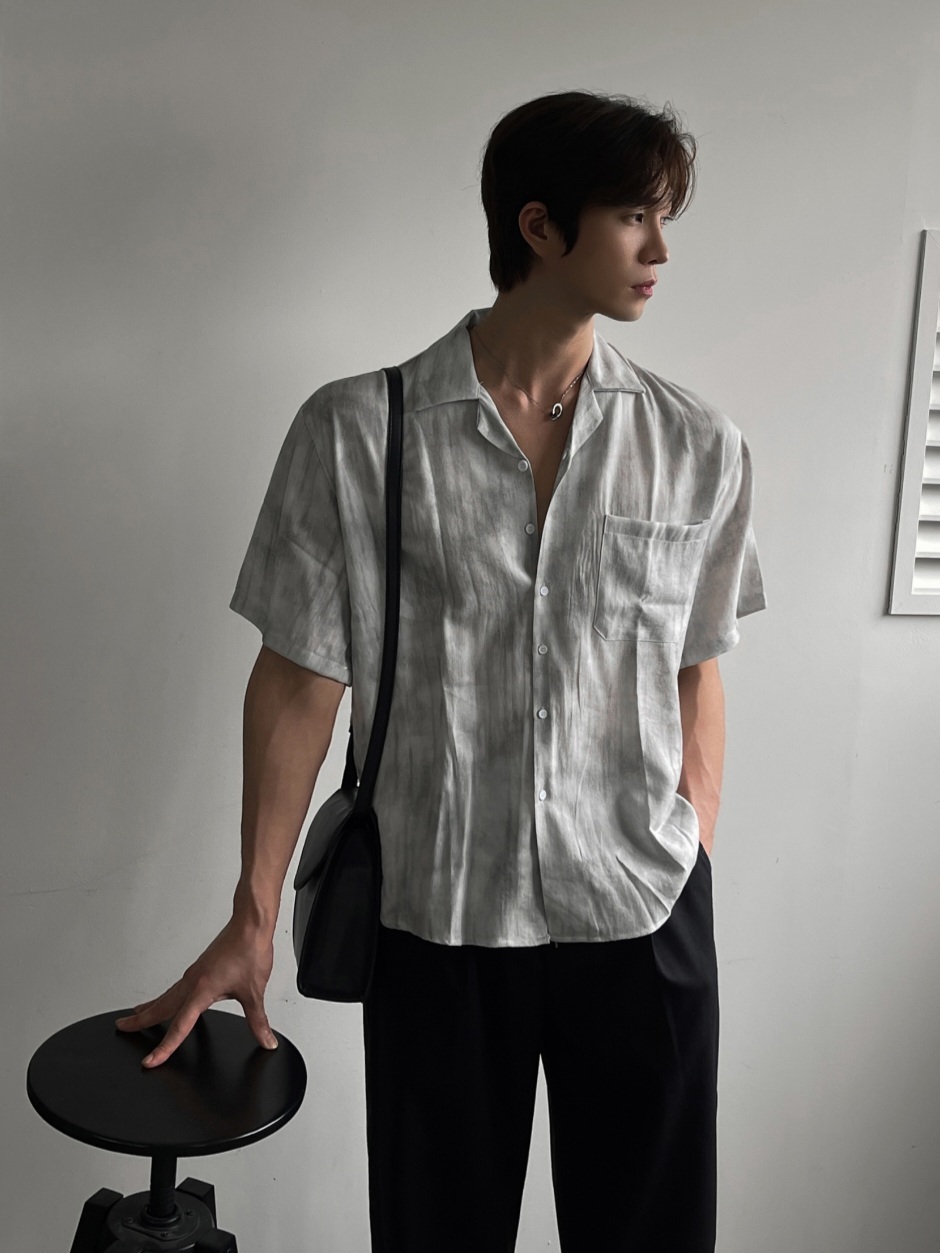 Mist Wash Open Collar Shirt