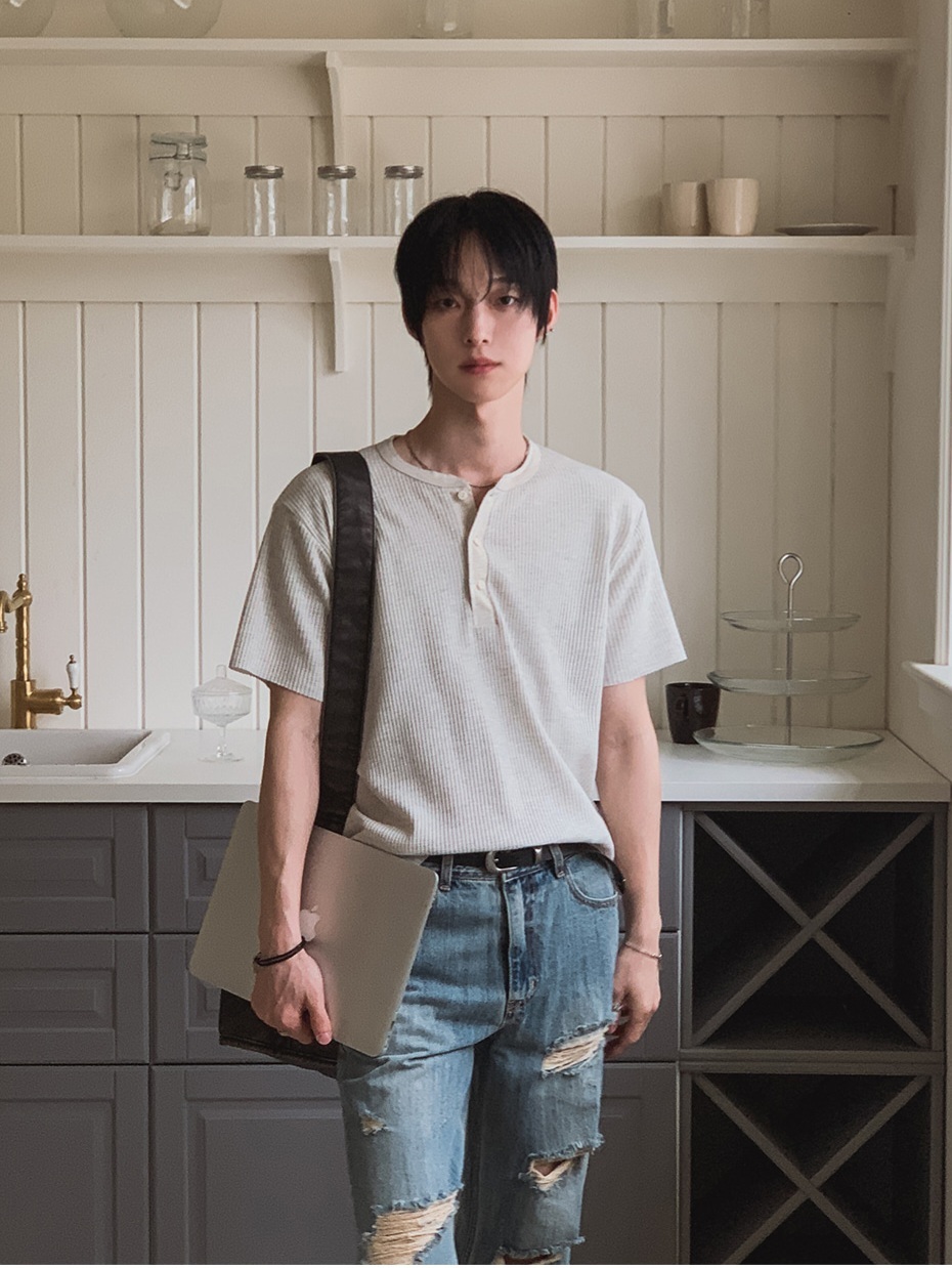 Modern Waffle Henley Short Sleeve Tee