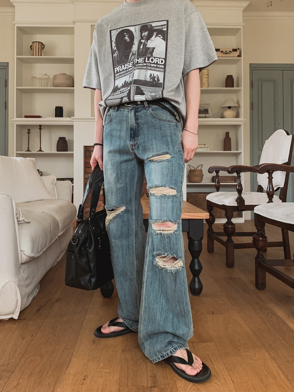 Weiss ripped flared jeans, bootcut jeans