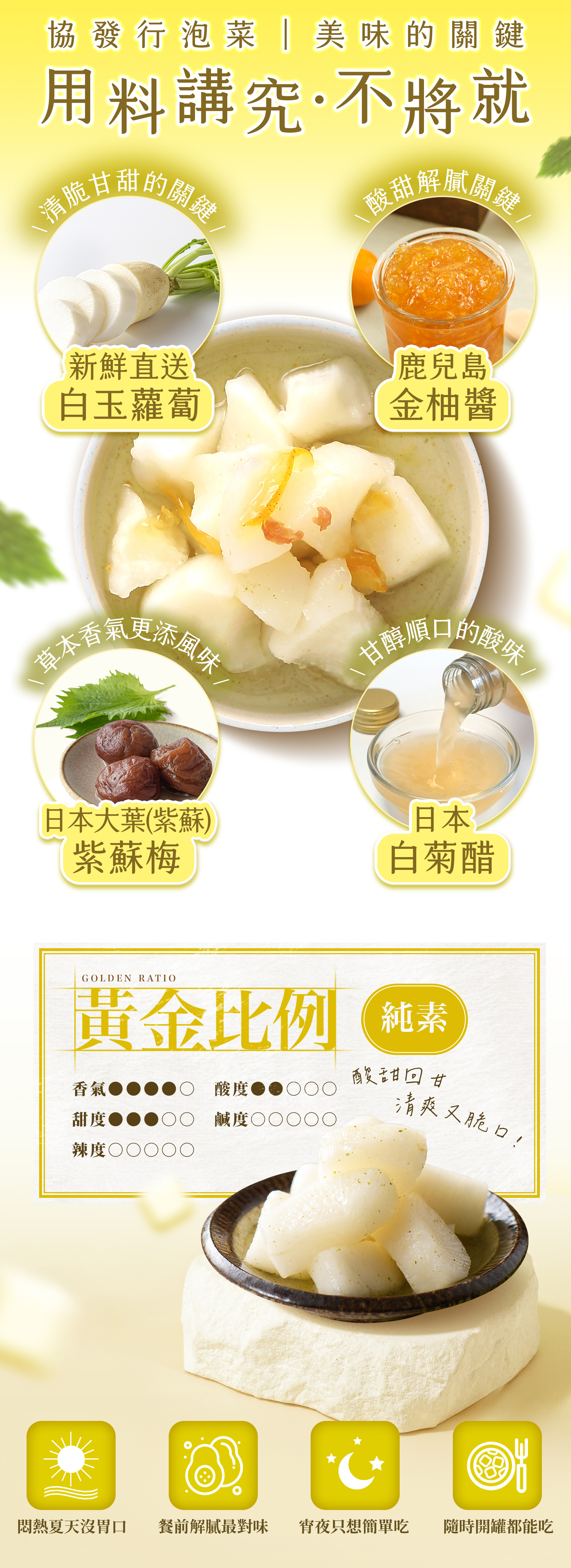 協發行泡菜蘿大柚,協發行獨家調味創新小菜,用料講究:嚴選產地直送白玉蘿蔔搭配鹿兒島金柚醬,酸甜解膩是中秋節烤肉小菜與露營必備美食推薦。