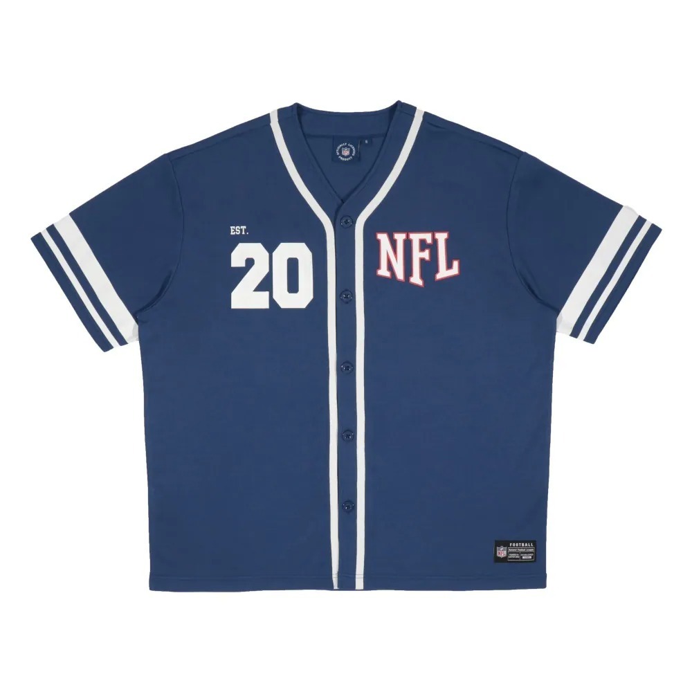 【NFL】中性寬版球衣襯衫｜透氣排汗・球衣風格｜藍色-25251421
