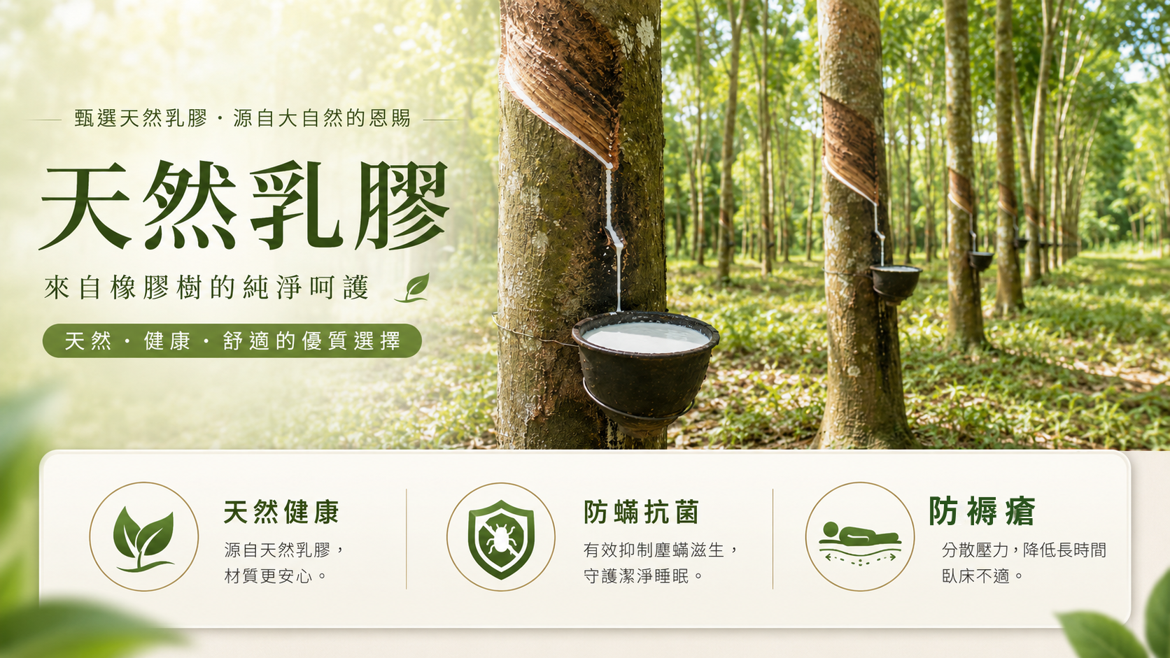 迪奧斯天然乳膠床墊源自橡膠樹的珍稀天然乳膠汁液
