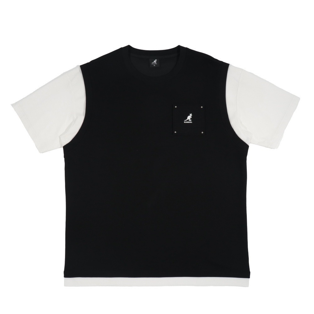 【KANGOL】中性假兩件圓領短袖上衣｜層次穿搭・舒適材質｜2色-65251022