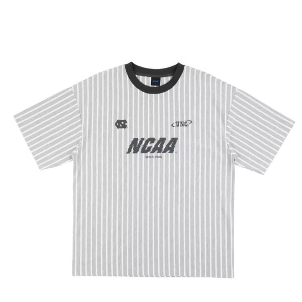 【NCAA】中性落肩拼布直條短袖上衣｜拼接設計・舒適彈性｜2色-74251120